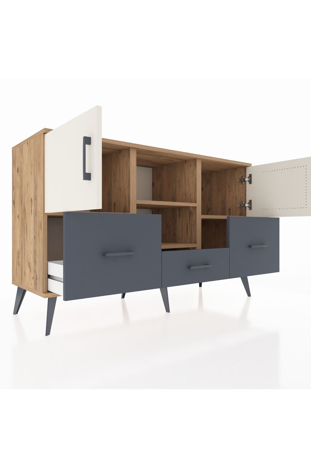 Kronos Konsol 4 Raflı 3 Çekmeceli 3 Kapaklı 132x59x83 - S606M011V23C