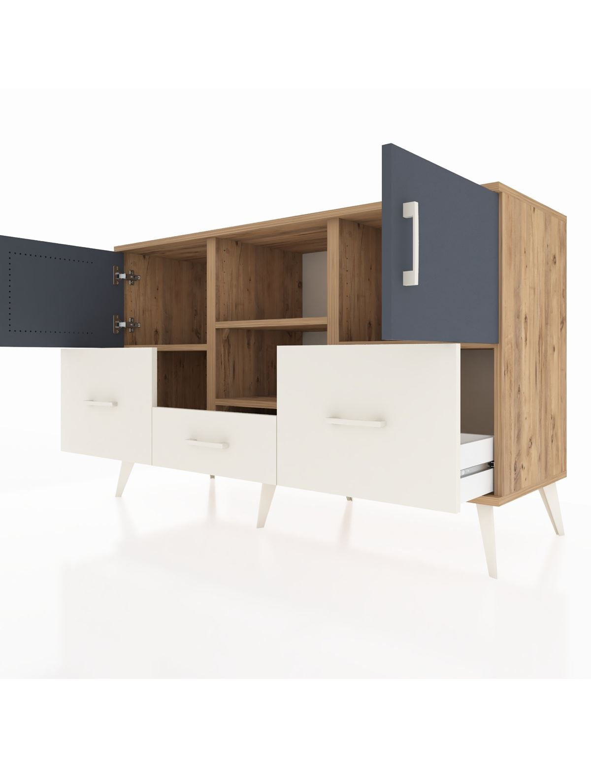 Kronos Konsol 4 Raflı 3 Çekmeceli 3 Kapaklı 132x59x83 - S606M011V25C
