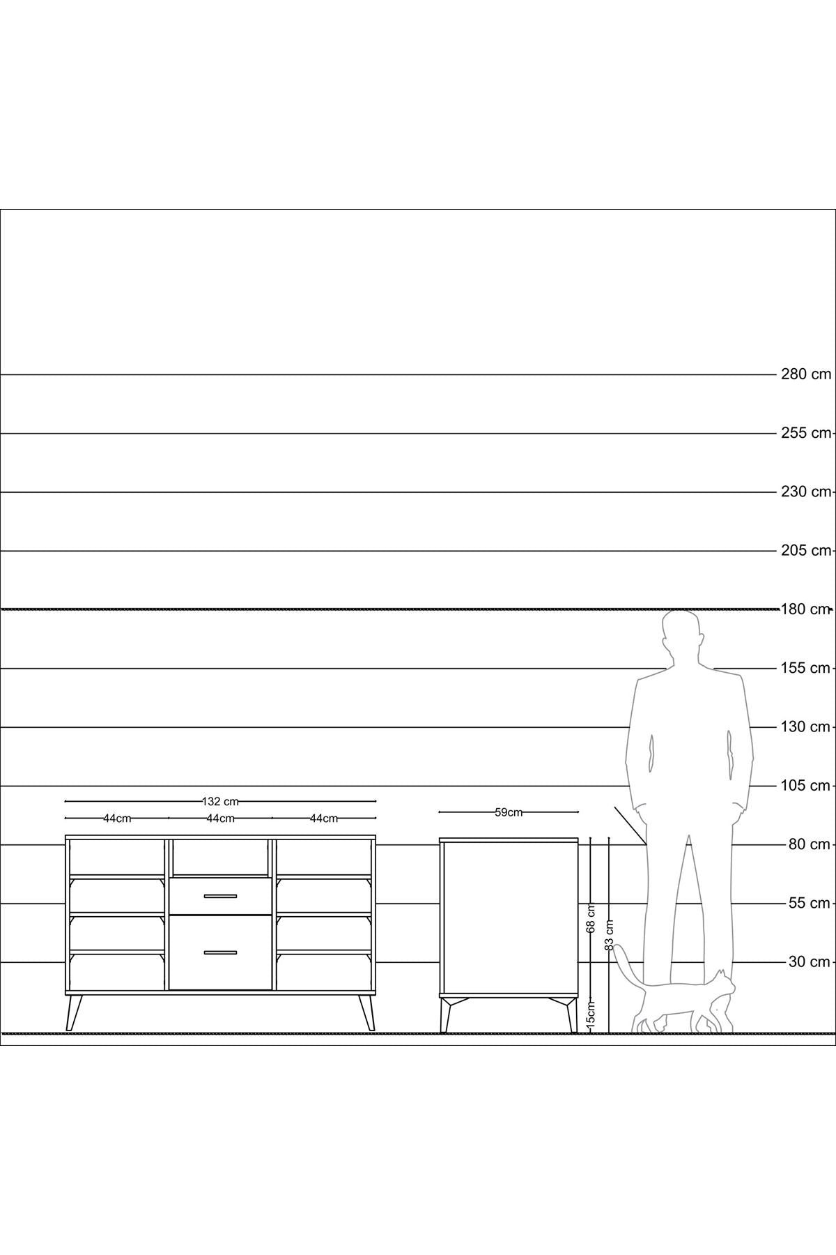 Kronos Konsol 7 Raflı 2 Çekmeceli 132x59x83 - S606M013V05C