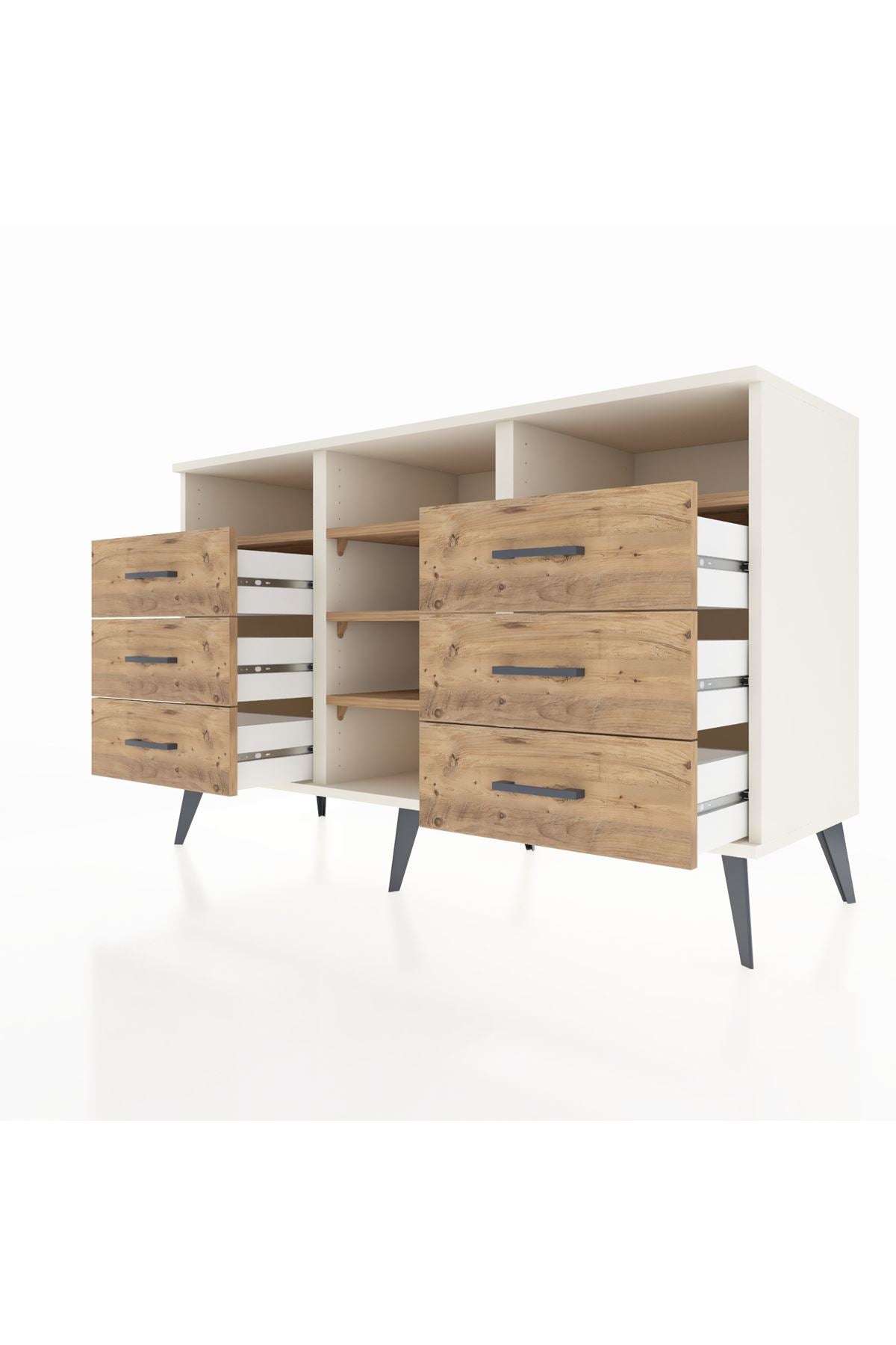 Kronos Konsol 5 Raflı 6 Çekmeceli 132x59x83 - S606M015V03C