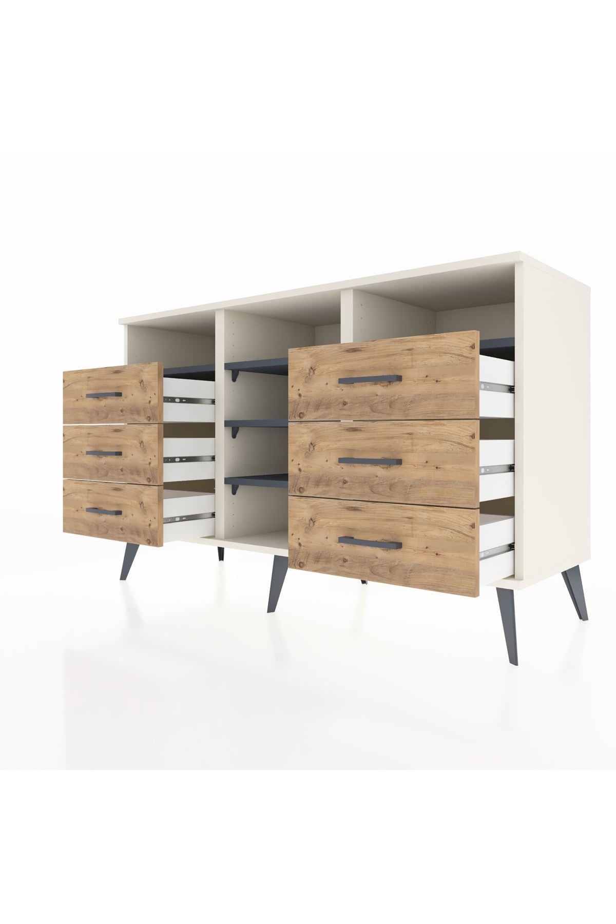 Kronos Konsol 5 Raflı 6 Çekmeceli 132x59x83 - S606M015V09C