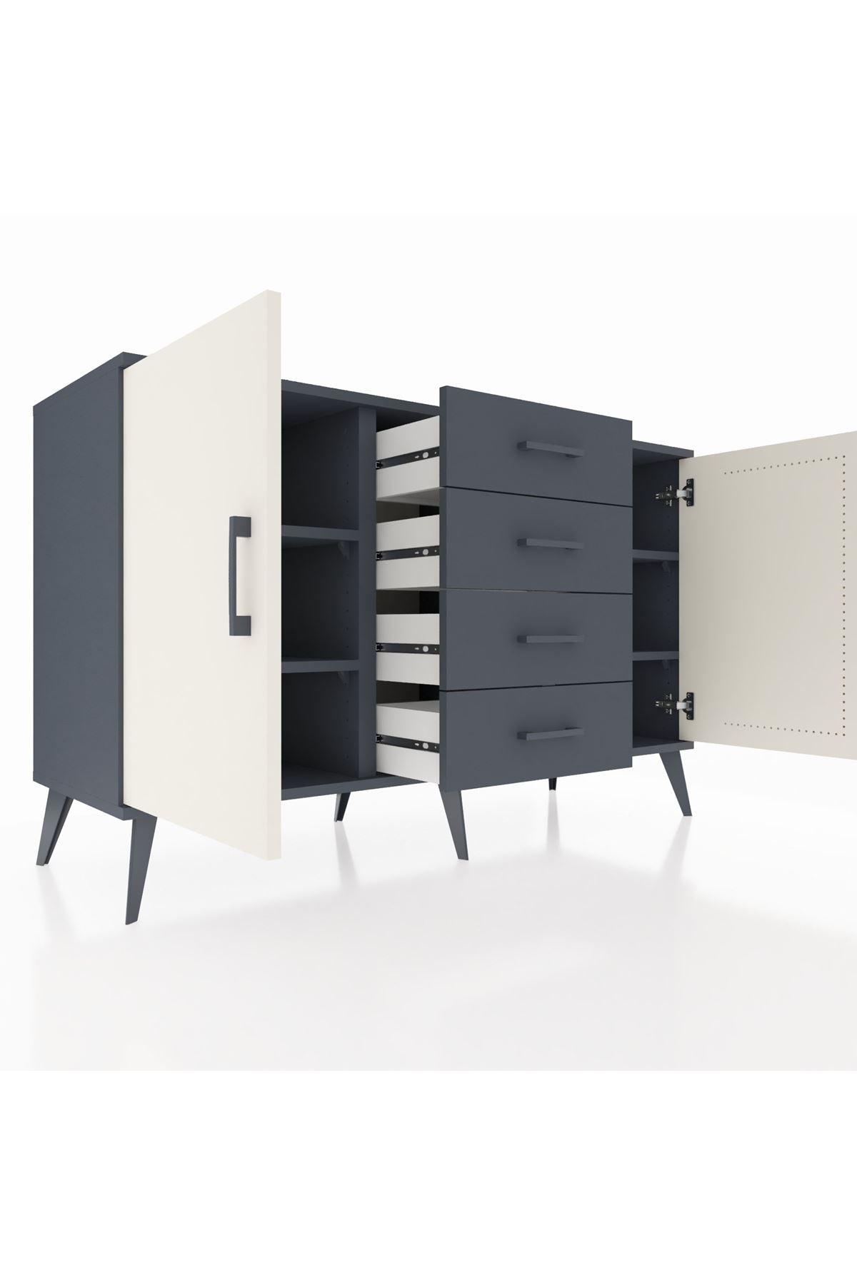 Kronos Konsol 4 Raflı 4 Çekmeceli 2 Kapaklı 132x59x83 - S606M017V14C