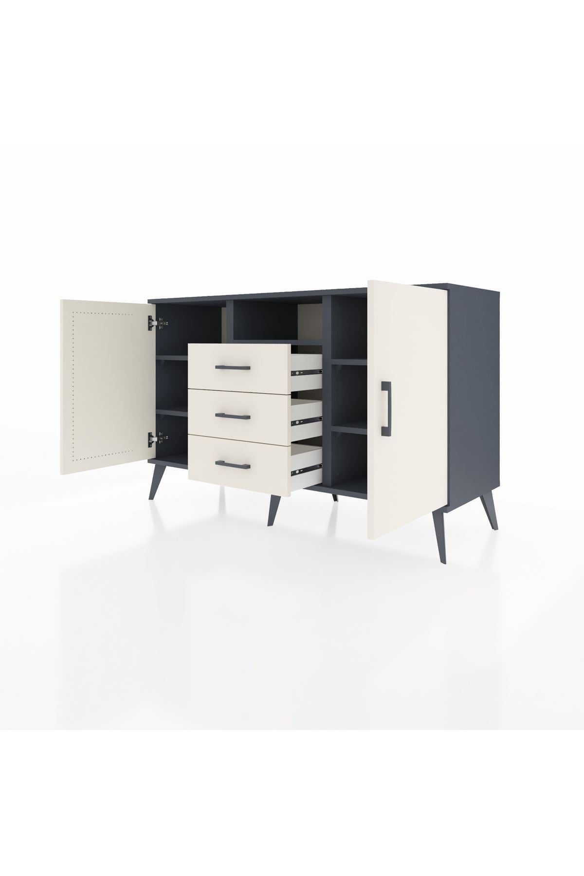 Kronos Konsol 5 Raflı 3 Çekmeceli 2 Kapaklı 132x59x83 - S606M018V13C