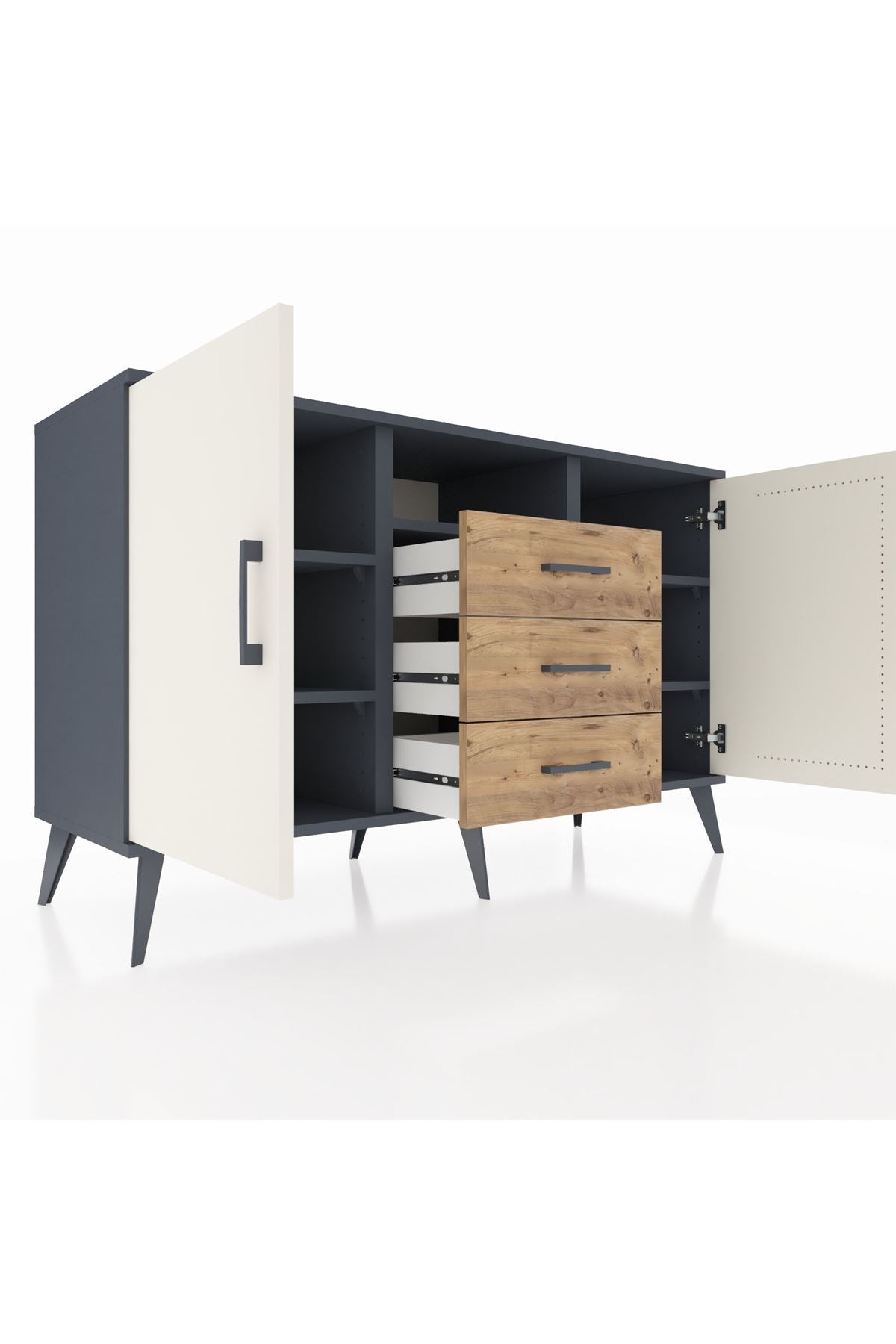 Kronos Konsol 5 Raflı 3 Çekmeceli 2 Kapaklı 132x59x83 - S606M018V15C