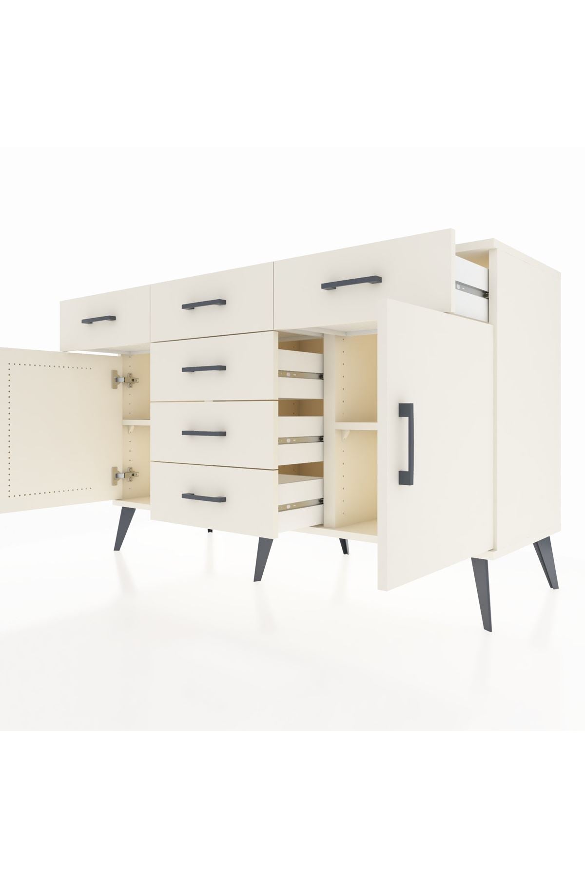 Kronos Konsol 2 Raflı 6 Çekmeceli 2 Kapaklı 132x59x83 - S606M020V04C