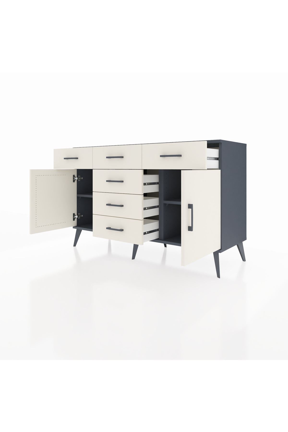Kronos Konsol 2 Raflı 6 Çekmeceli 2 Kapaklı 132x59x83 - S606M020V13C