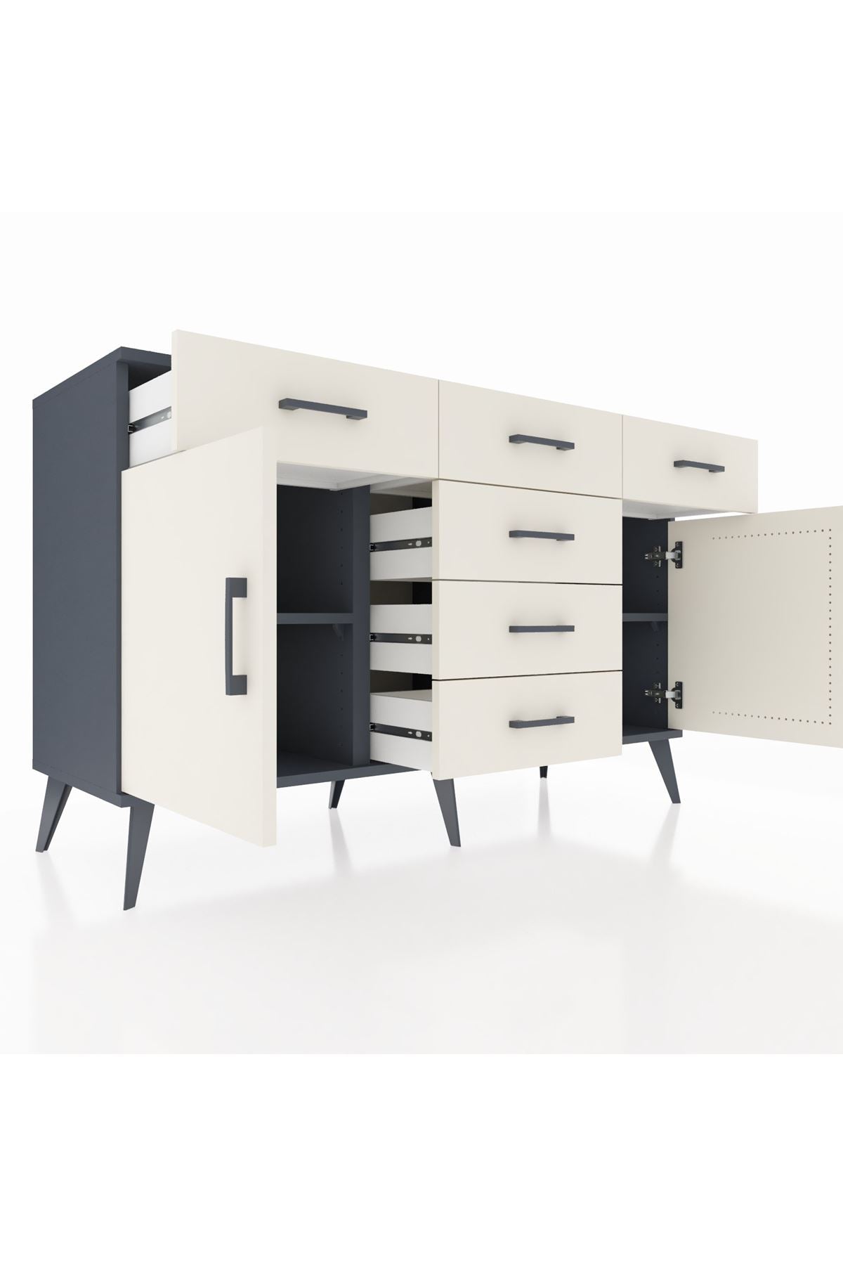 Kronos Konsol 2 Raflı 6 Çekmeceli 2 Kapaklı 132x59x83 - S606M020V13C