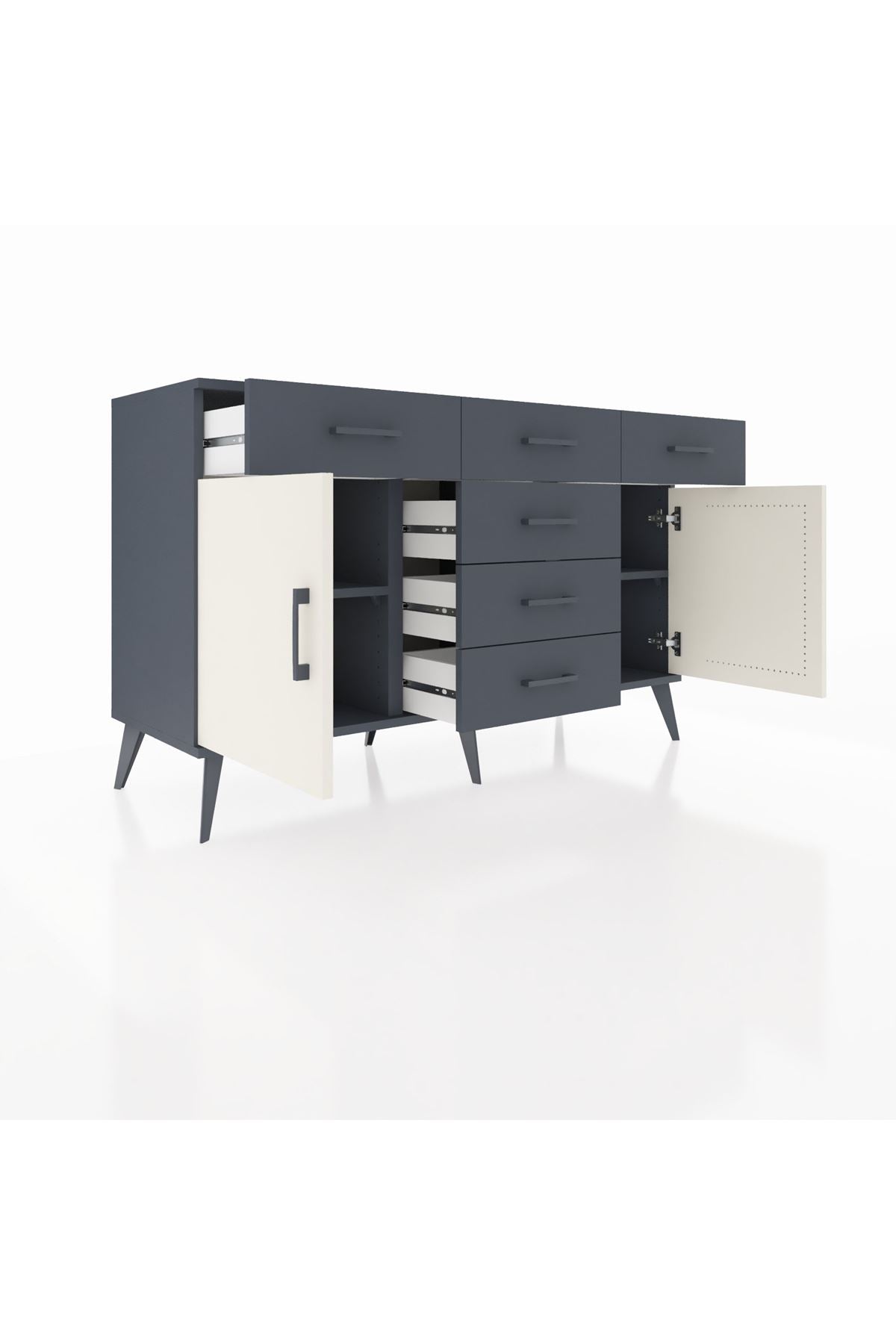 Kronos Konsol 2 Raflı 6 Çekmeceli 2 Kapaklı 132x59x83 - S606M020V14C