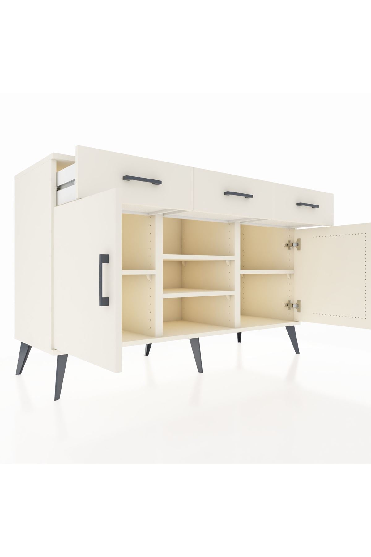 Kronos Konsol 4 Raflı 3 Çekmeceli 2 Kapaklı 132x59x83 - S606M021V04C