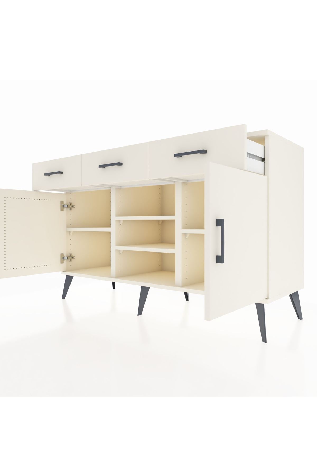 Kronos Konsol 4 Raflı 3 Çekmeceli 2 Kapaklı 132x59x83 - S606M021V04C