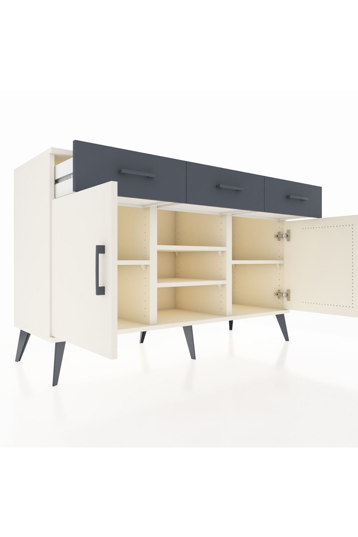 Kronos Konsol 4 Raflı 3 Çekmeceli 2 Kapaklı 132x59x83 - S606M021V05C