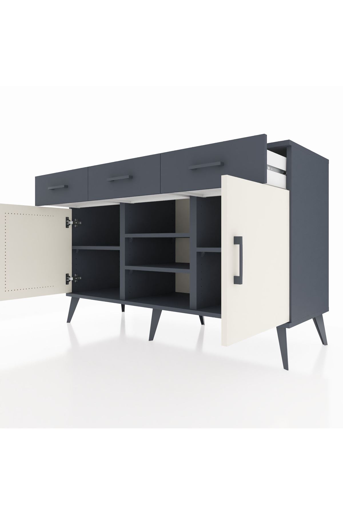 Kronos Konsol 4 Raflı 3 Çekmeceli 2 Kapaklı 132x59x83 - S606M021V14C