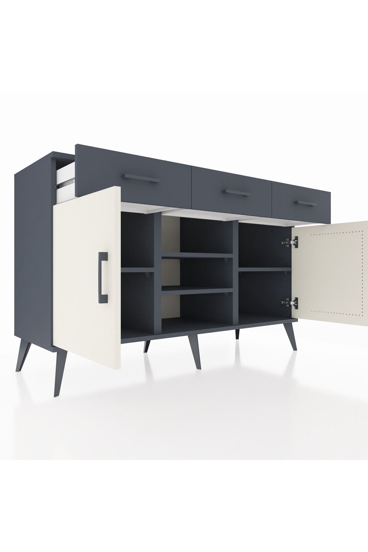 Kronos Konsol 4 Raflı 3 Çekmeceli 2 Kapaklı 132x59x83 - S606M021V14C