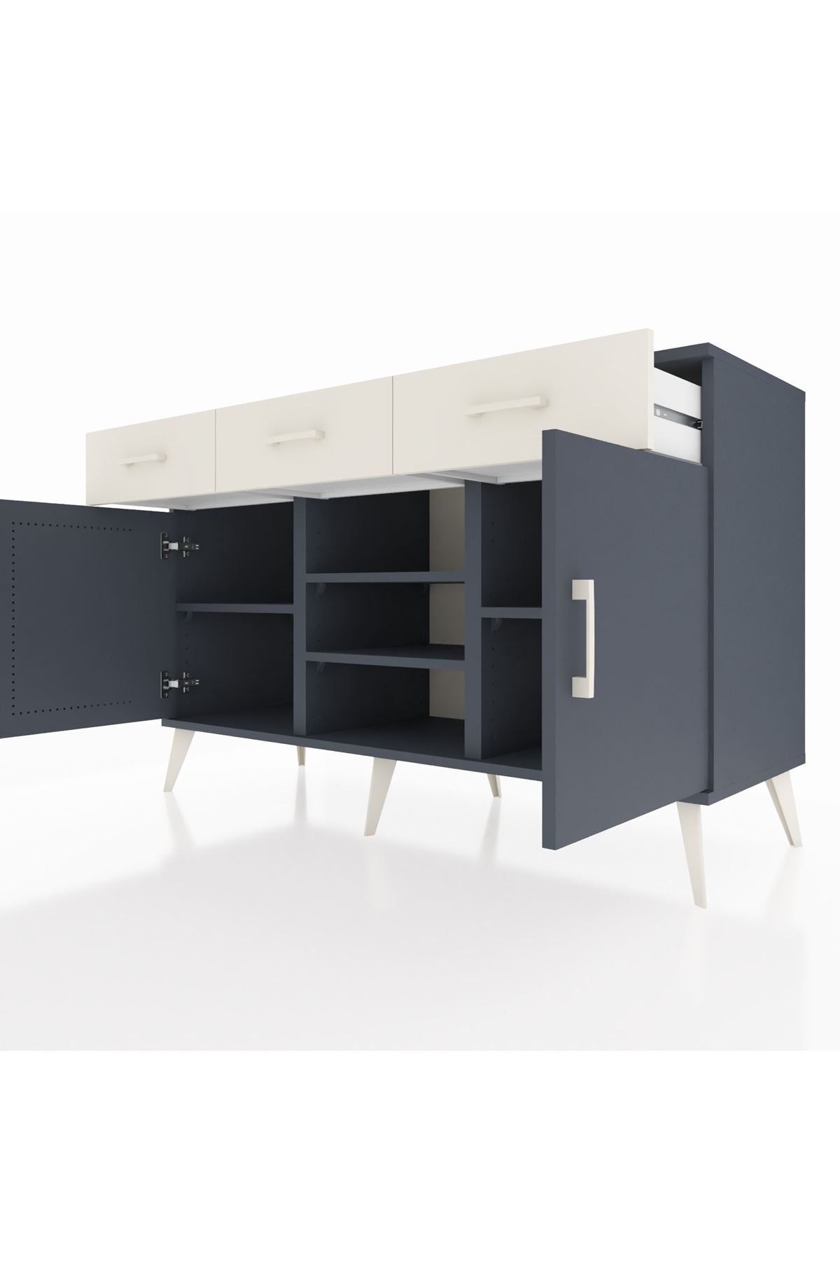 Kronos Konsol 4 Raflı 3 Çekmeceli 2 Kapaklı 132x59x83 - S606M021V16C
