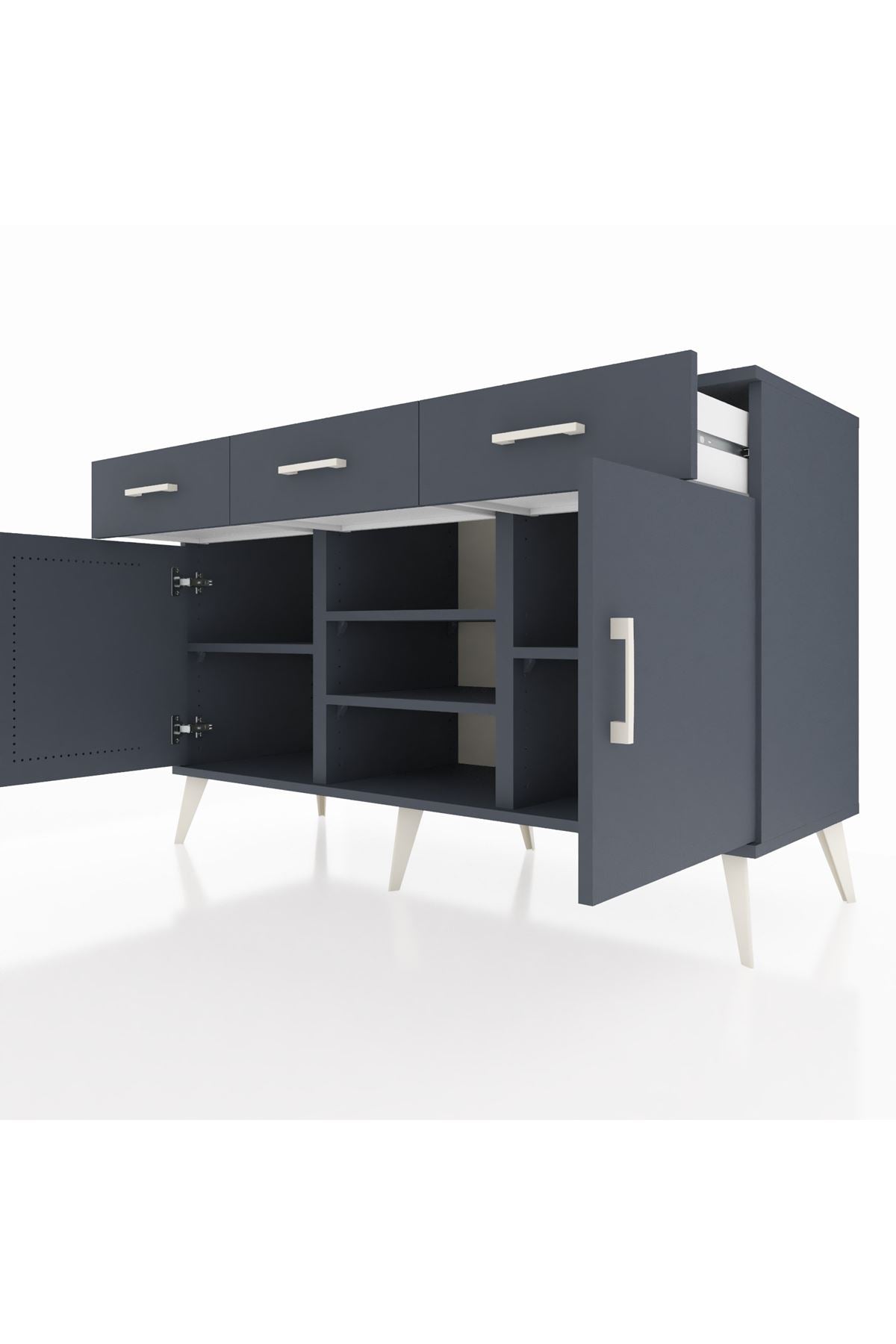 Kronos Konsol 4 Raflı 3 Çekmeceli 2 Kapaklı 132x59x83 - S606M021V17C