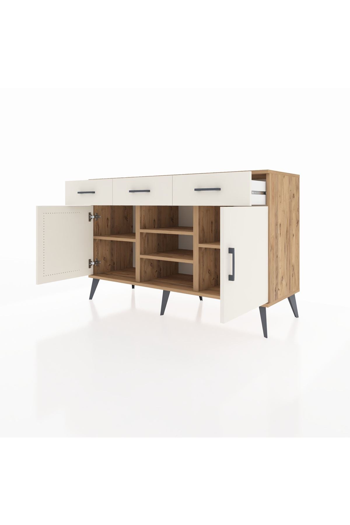 Kronos Konsol 4 Raflı 3 Çekmeceli 2 Kapaklı 132x59x83 - S606M021V22C