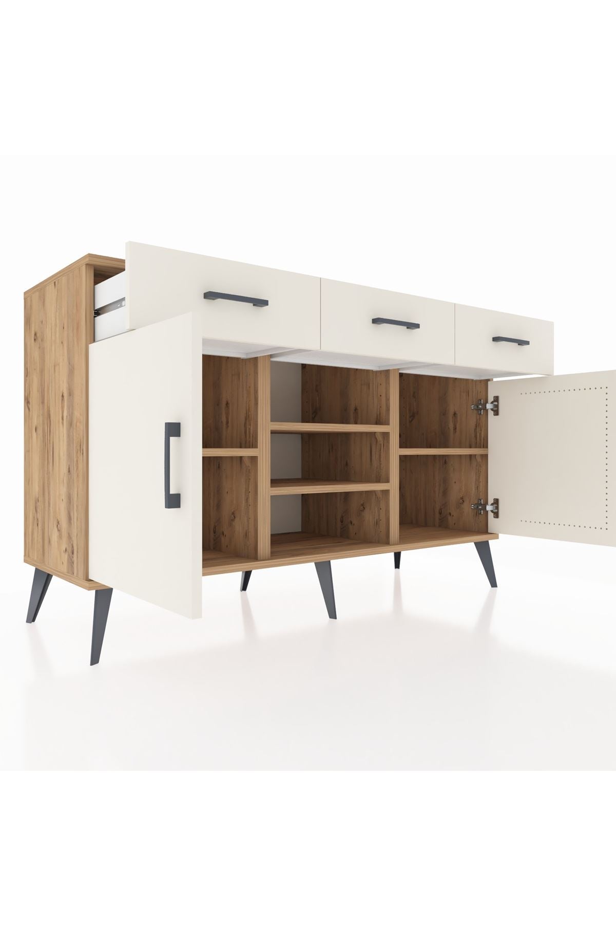 Kronos Konsol 4 Raflı 3 Çekmeceli 2 Kapaklı 132x59x83 - S606M021V22C