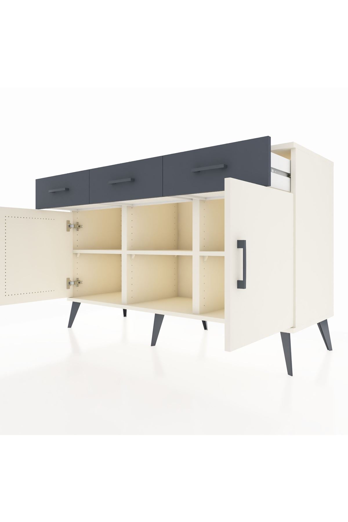 Kronos Konsol 3 Raflı 3 Çekmeceli 3 Kapaklı 132x59x83 - S606M022V05C