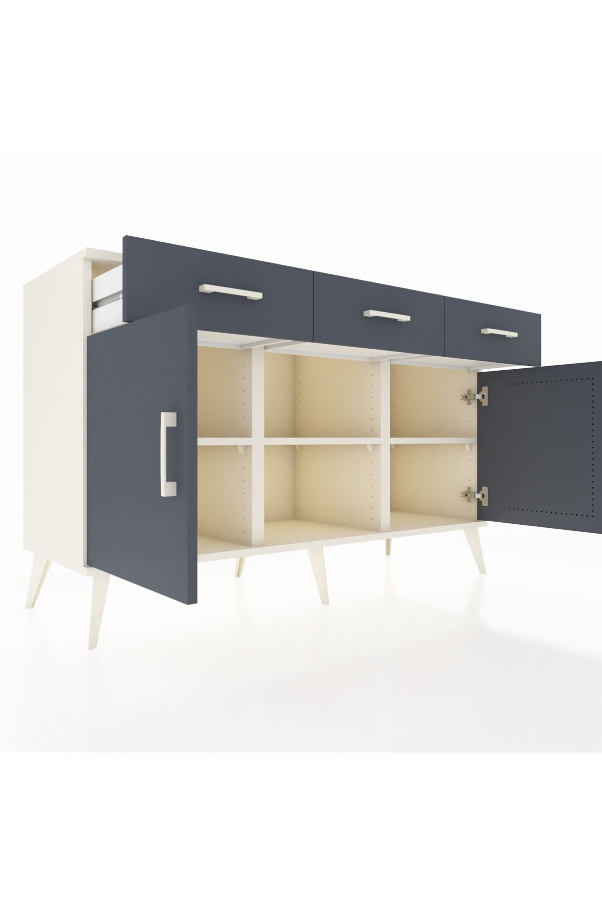 Kronos Konsol 3 Raflı 3 Çekmeceli 3 Kapaklı 132x59x83 - S606M022V08C
