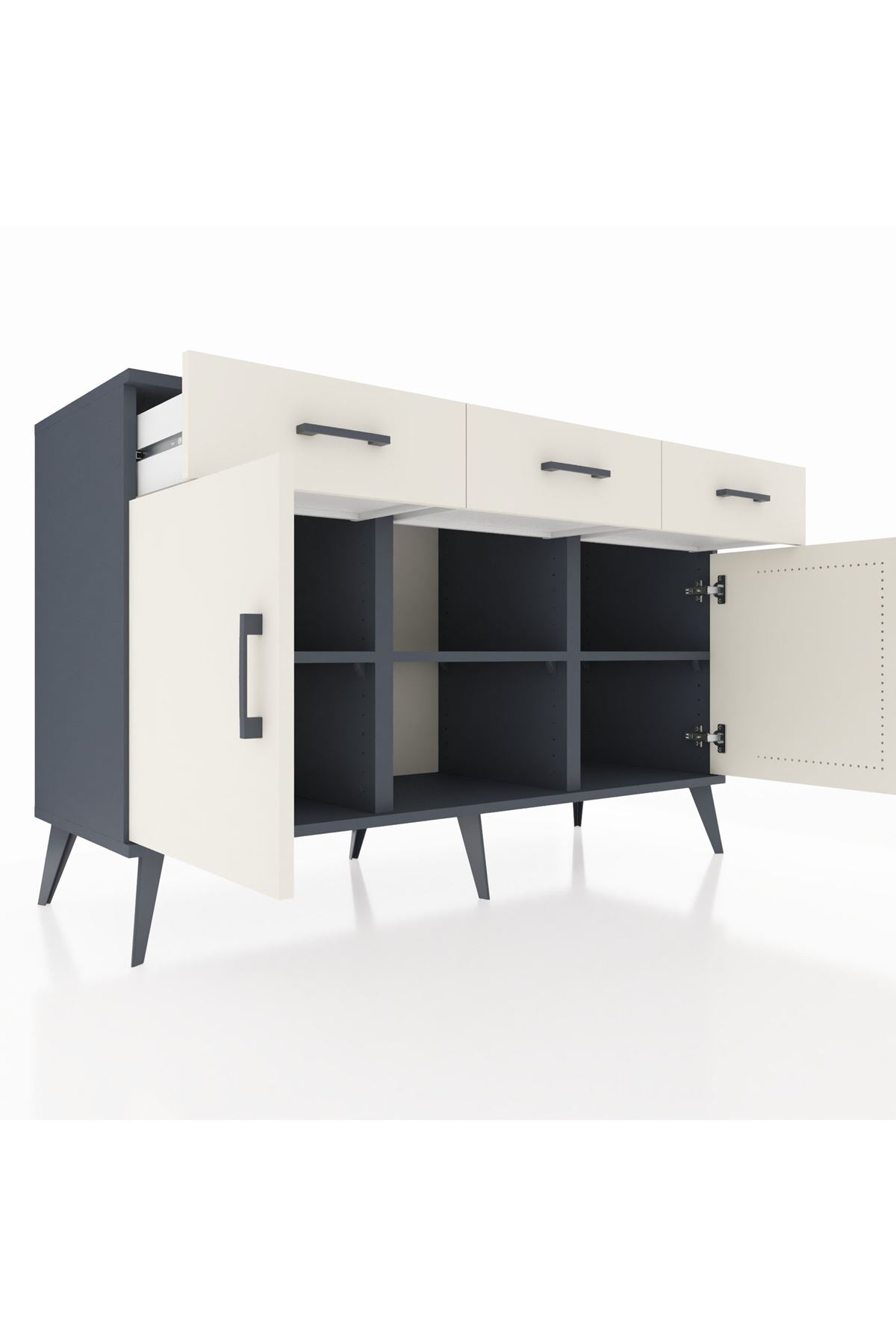 Kronos Konsol 3 Raflı 3 Çekmeceli 3 Kapaklı 132x59x83 - S606M022V13C