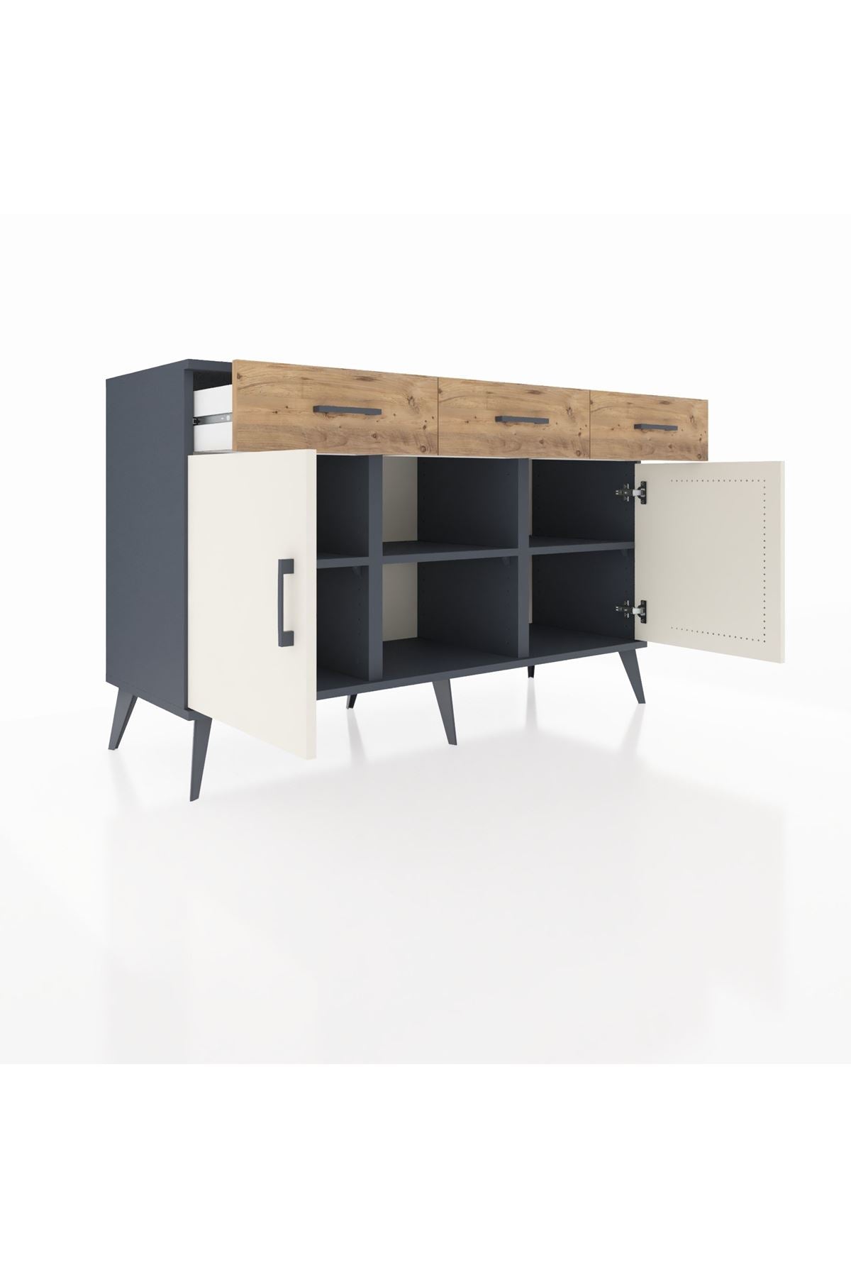 Kronos Konsol 3 Raflı 3 Çekmeceli 3 Kapaklı 132x59x83 - S606M022V15C