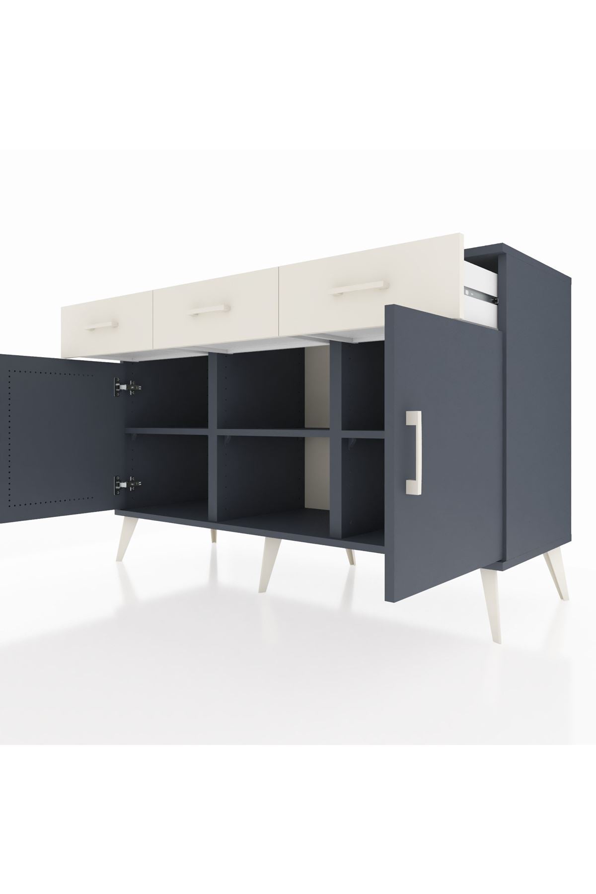 Kronos Konsol 3 Raflı 3 Çekmeceli 3 Kapaklı 132x59x83 - S606M022V16C