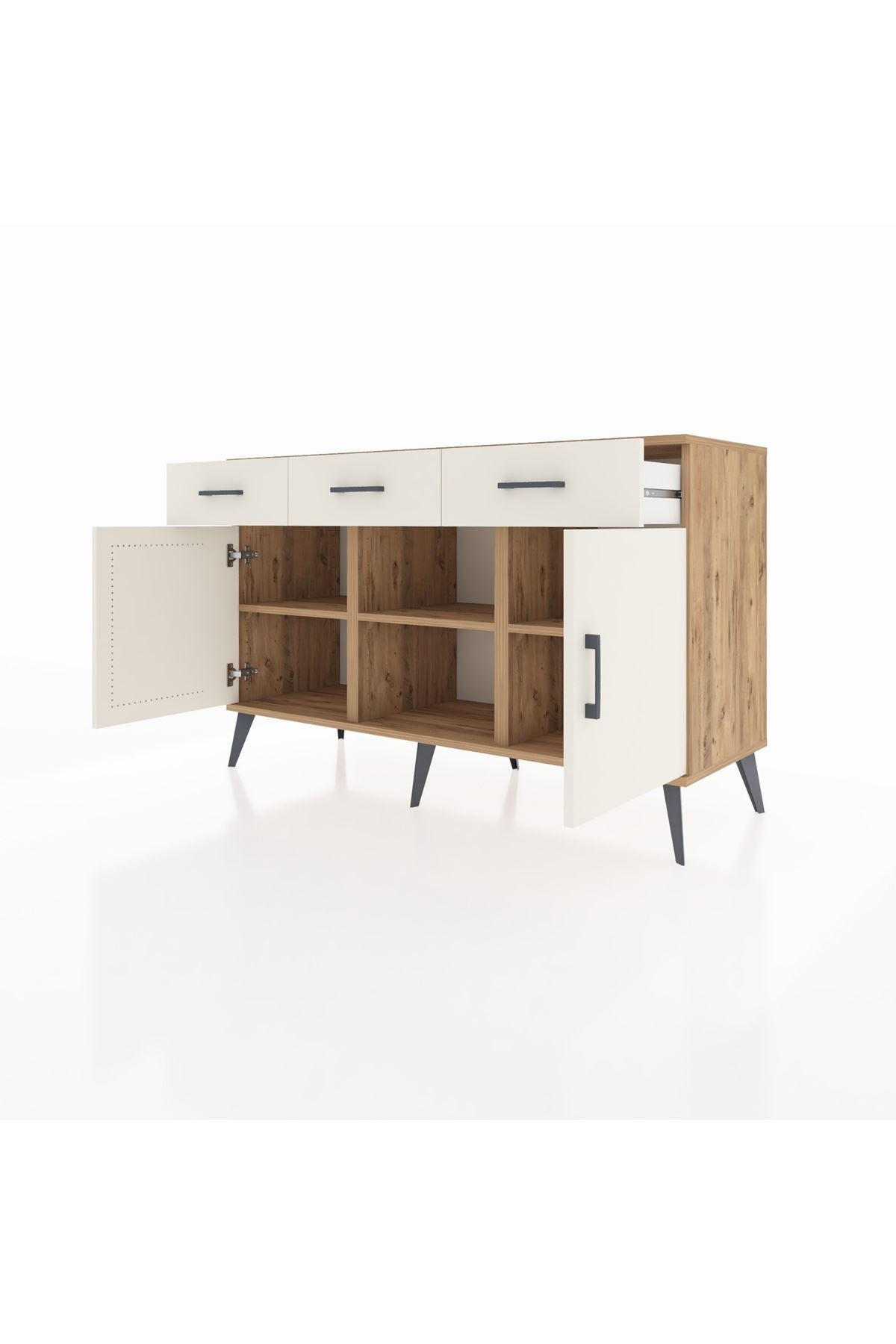 Kronos Konsol 3 Raflı 3 Çekmeceli 3 Kapaklı 132x59x83 - S606M022V22C