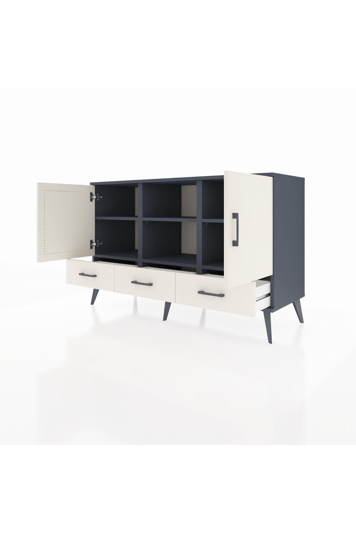 Kronos Konsol 6 Raflı 3 Çekmeceli 3 Kapaklı 132x59x83 - S606M023V13C