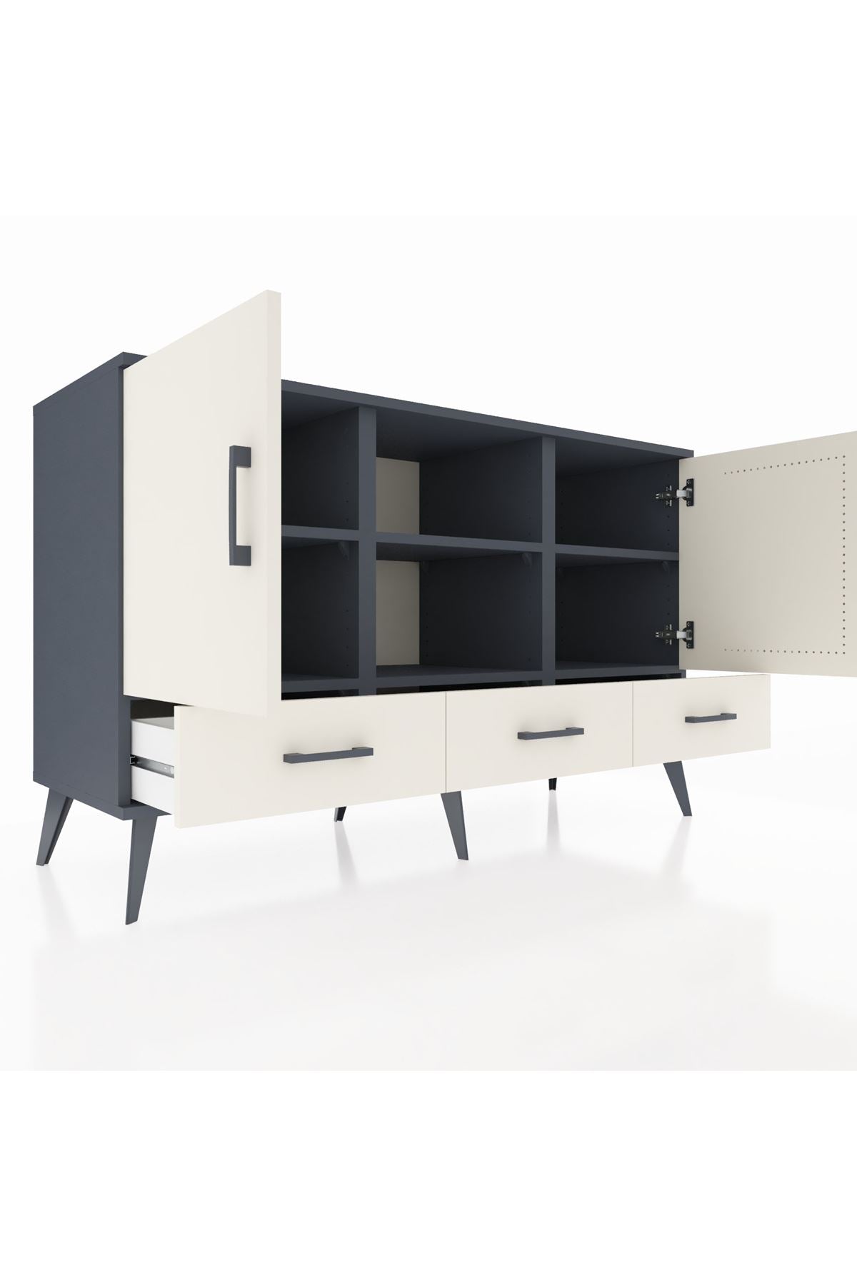 Kronos Konsol 6 Raflı 3 Çekmeceli 3 Kapaklı 132x59x83 - S606M023V13C