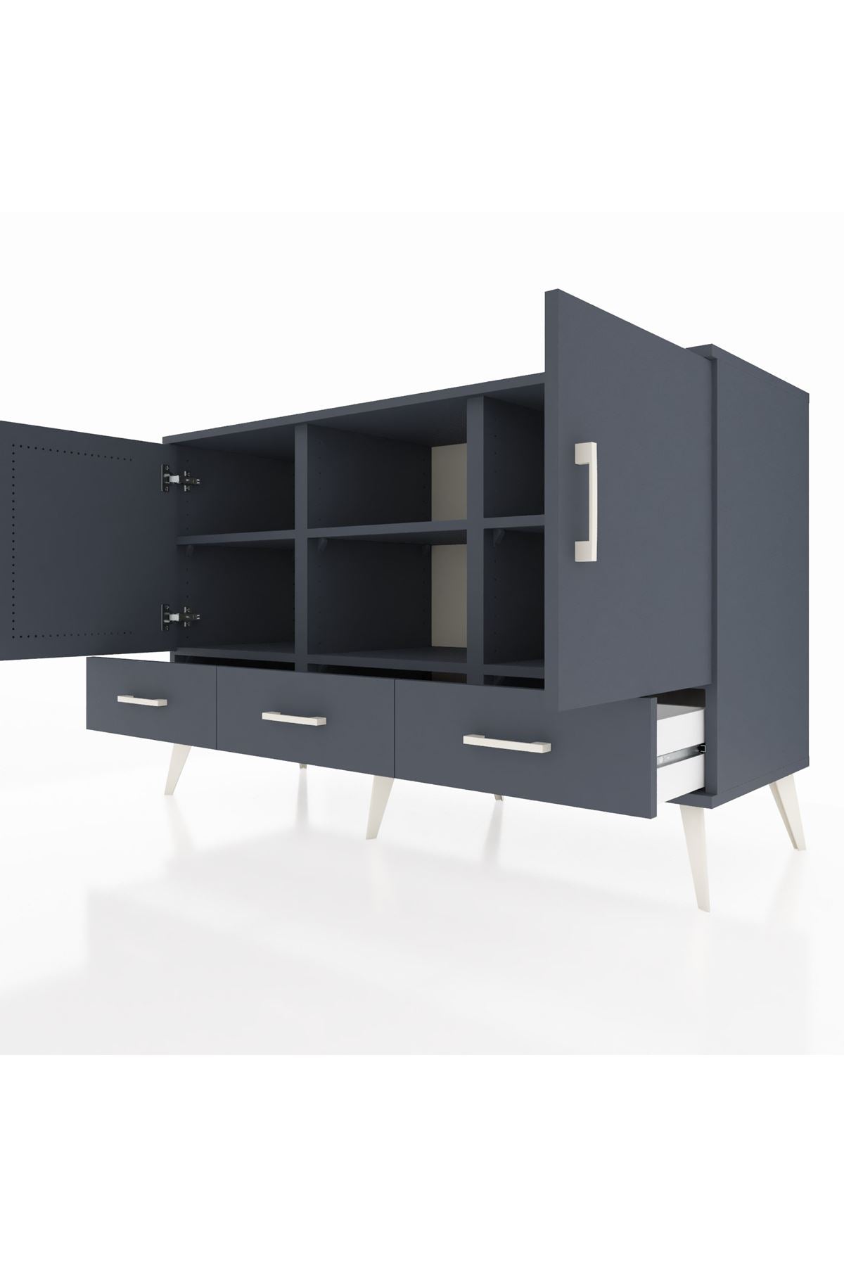 Kronos Konsol 6 Raflı 3 Çekmeceli 3 Kapaklı 132x59x83 - S606M023V17C