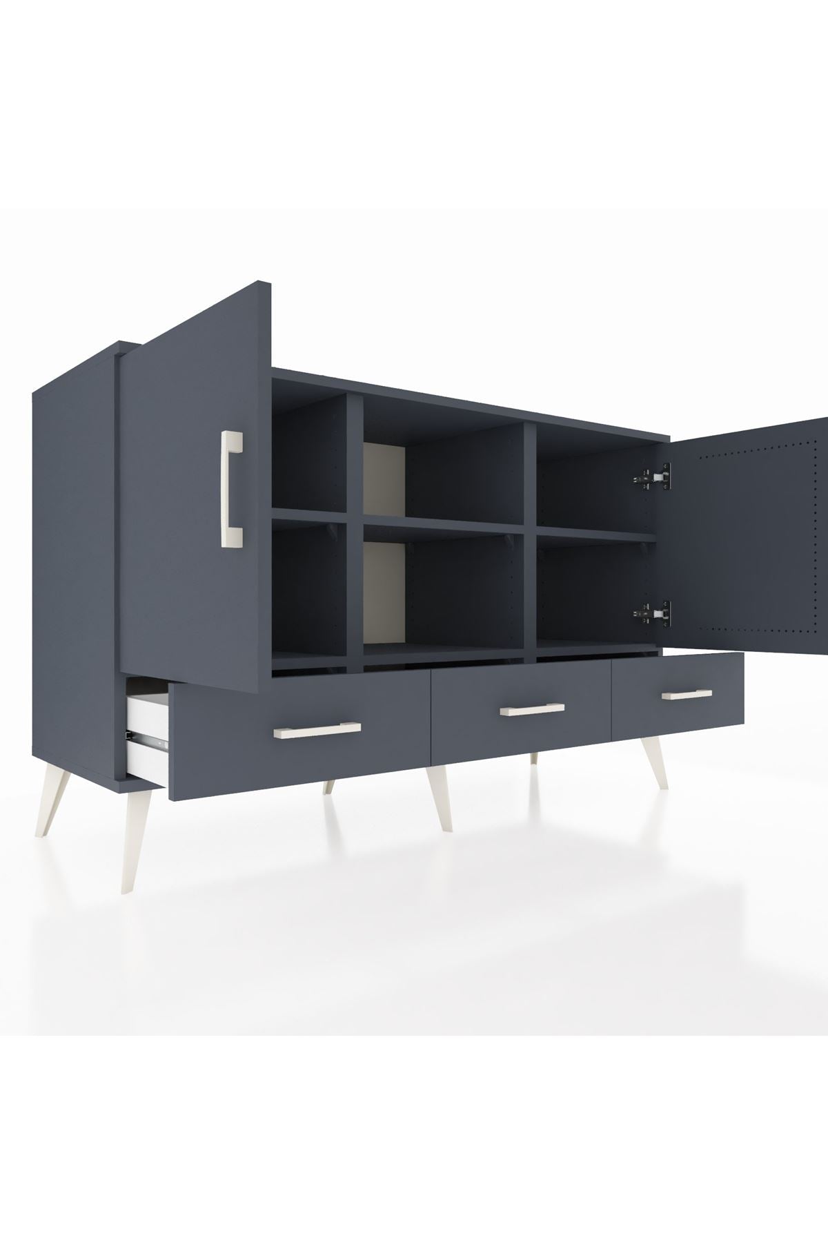 Kronos Konsol 6 Raflı 3 Çekmeceli 3 Kapaklı 132x59x83 - S606M023V17C