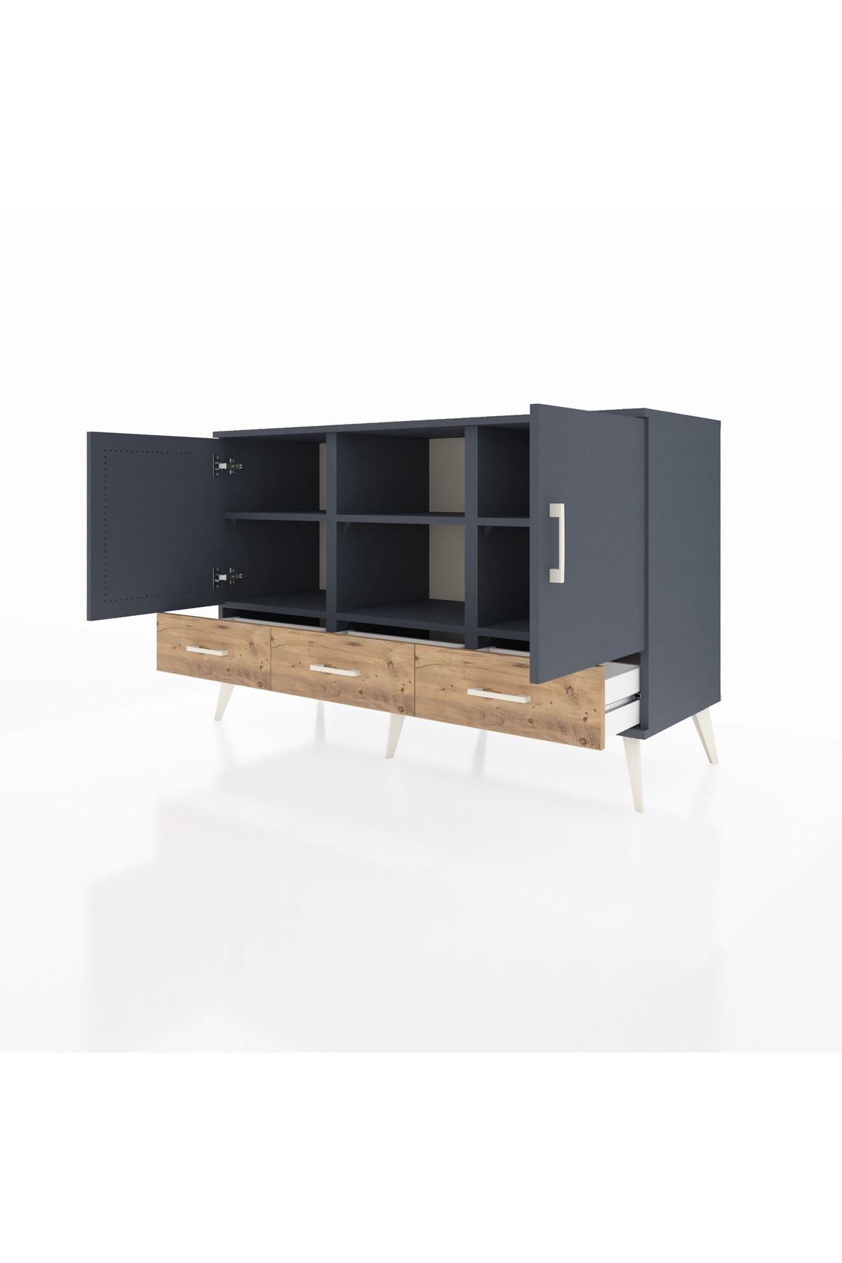 Kronos Konsol 6 Raflı 3 Çekmeceli 3 Kapaklı 132x59x83 - S606M023V18C