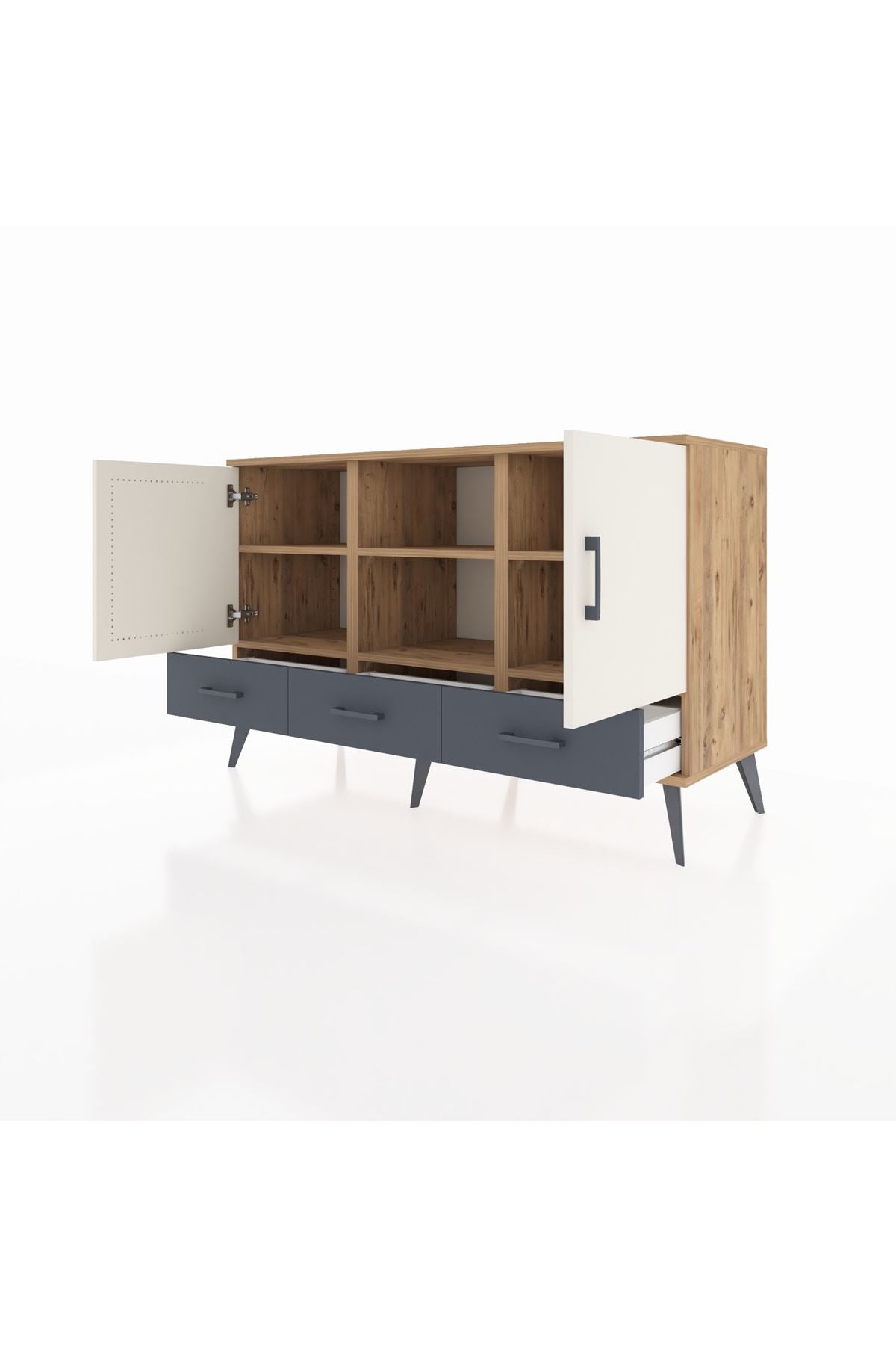 Kronos Konsol 6 Raflı 3 Çekmeceli 3 Kapaklı 132x59x83 - S606M023V23C