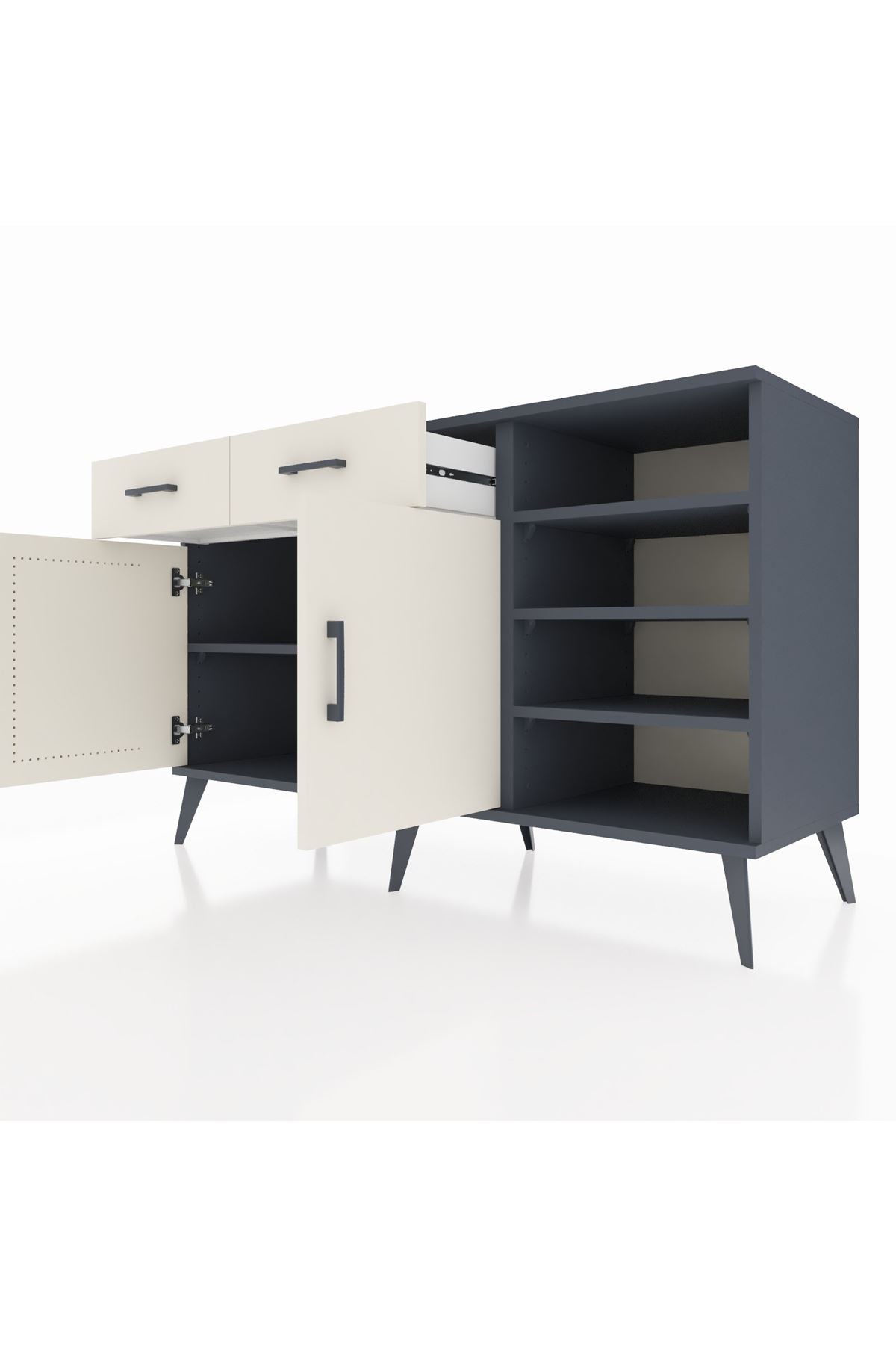 Kronos Konsol 5 Raflı 2 Çekmeceli 2 Kapaklı 132x59x83 - S606M024V13C