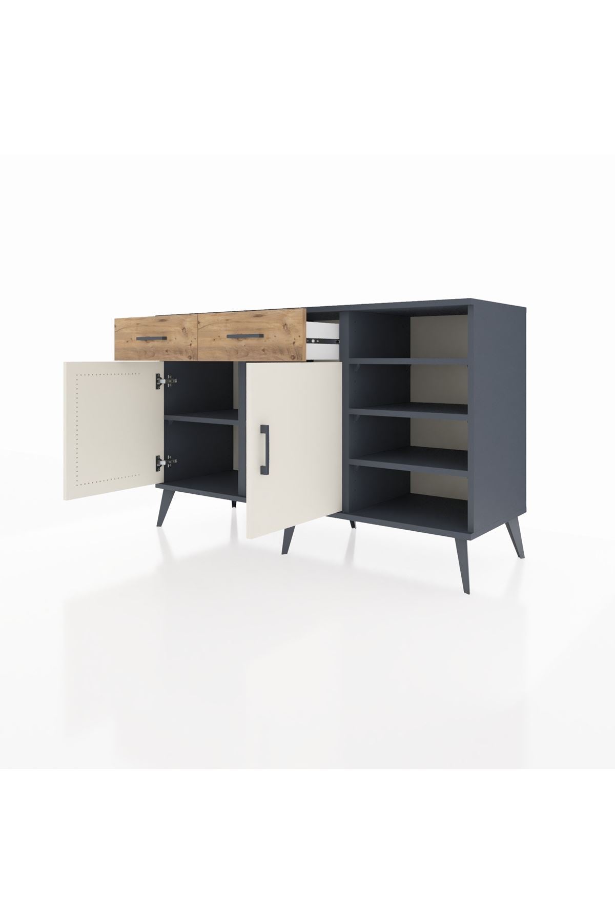 Kronos Konsol 5 Raflı 2 Çekmeceli 2 Kapaklı 132x59x83 - S606M024V15C