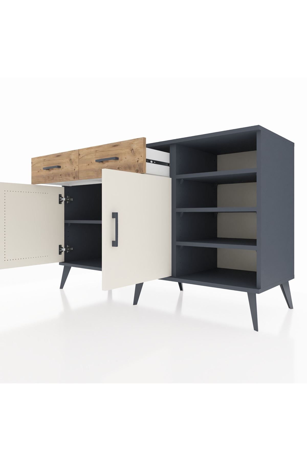 Kronos Konsol 5 Raflı 2 Çekmeceli 2 Kapaklı 132x59x83 - S606M024V15C