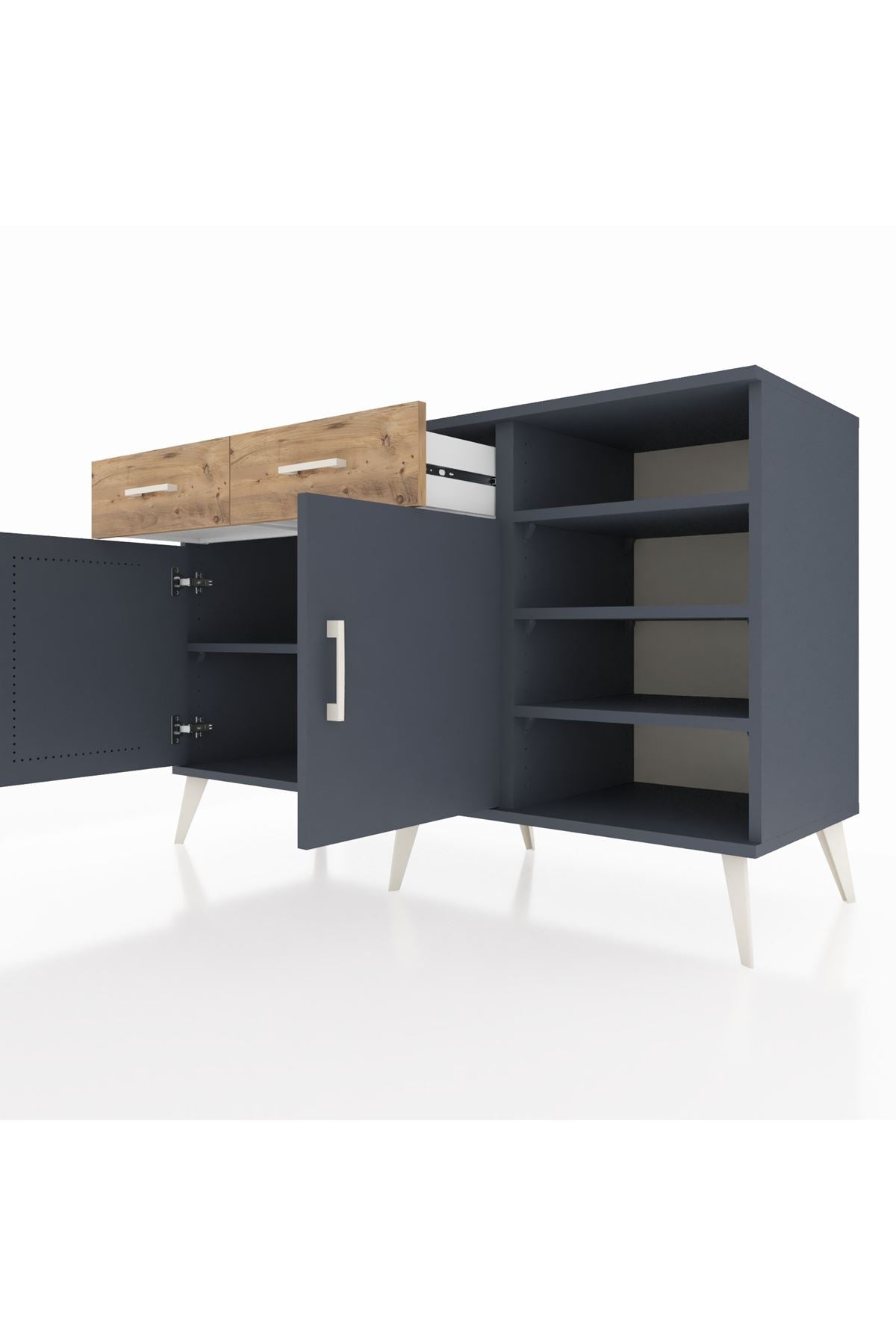 Kronos Konsol 5 Raflı 2 Çekmeceli 2 Kapaklı 132x59x83 - S606M024V18C