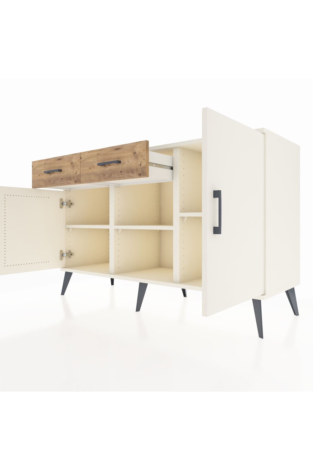 Kronos Konsol 3 Raflı 2 Çekmeceli 3 Kapaklı 132x59x83 - S606M025V06C