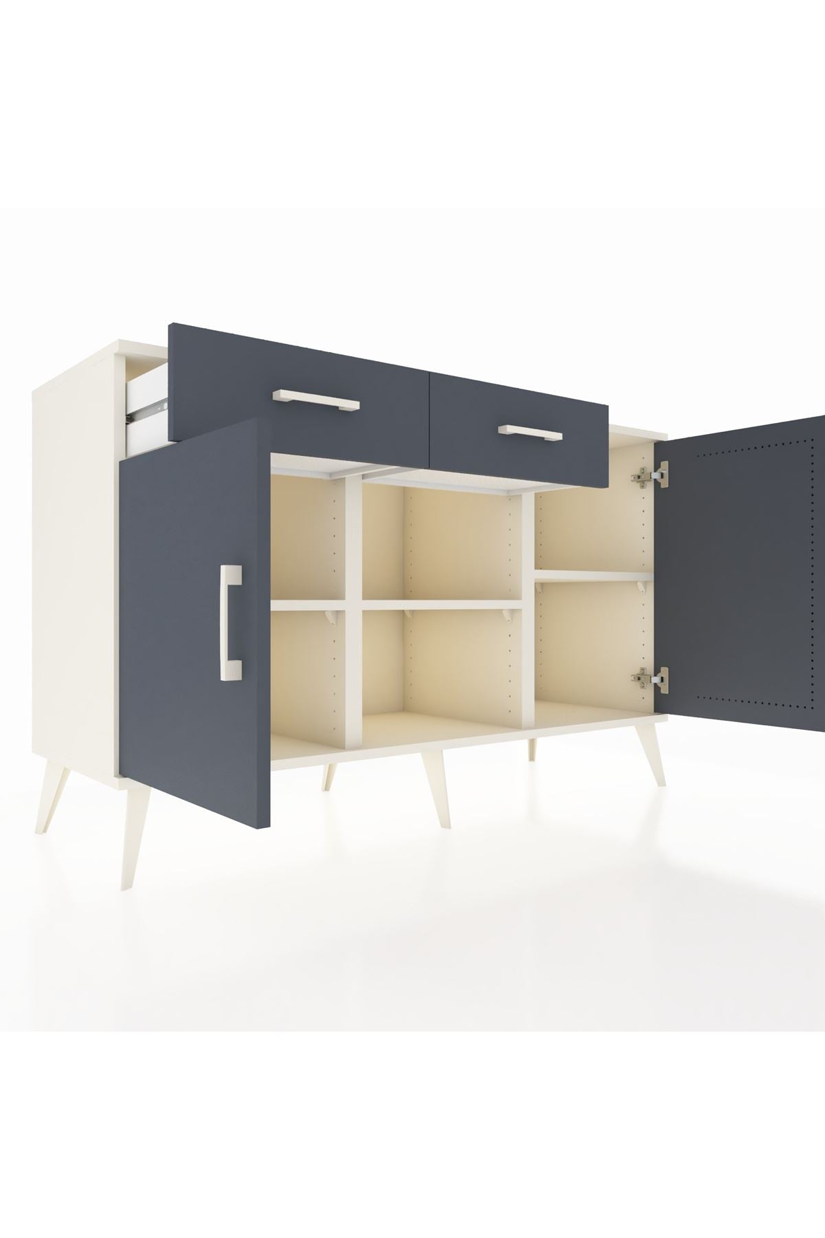 Kronos Konsol 3 Raflı 2 Çekmeceli 3 Kapaklı 132x59x83 - S606M025V08C