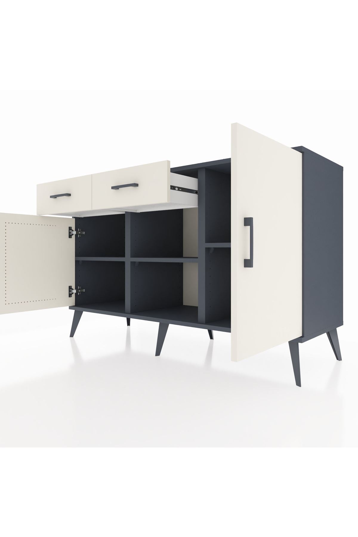 Kronos Konsol 3 Raflı 2 Çekmeceli 3 Kapaklı 132x59x83 - S606M025V13C
