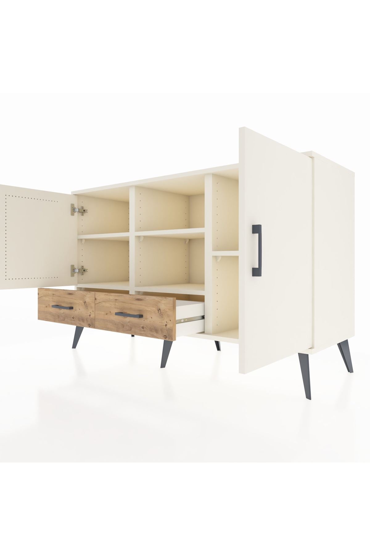Kronos Konsol 5 Raflı 2 Çekmeceli 3 Kapaklı 132x59x83 - S606M026V06C