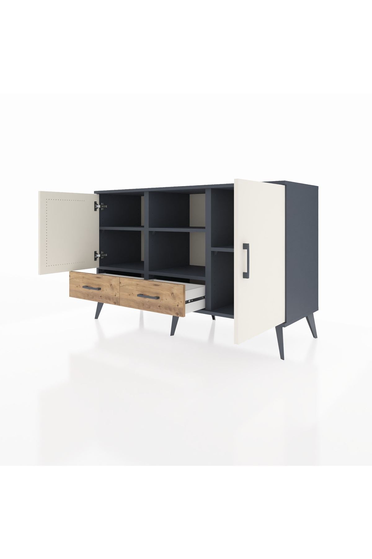 Kronos Konsol 5 Raflı 2 Çekmeceli 3 Kapaklı 132x59x83 - S606M026V15C