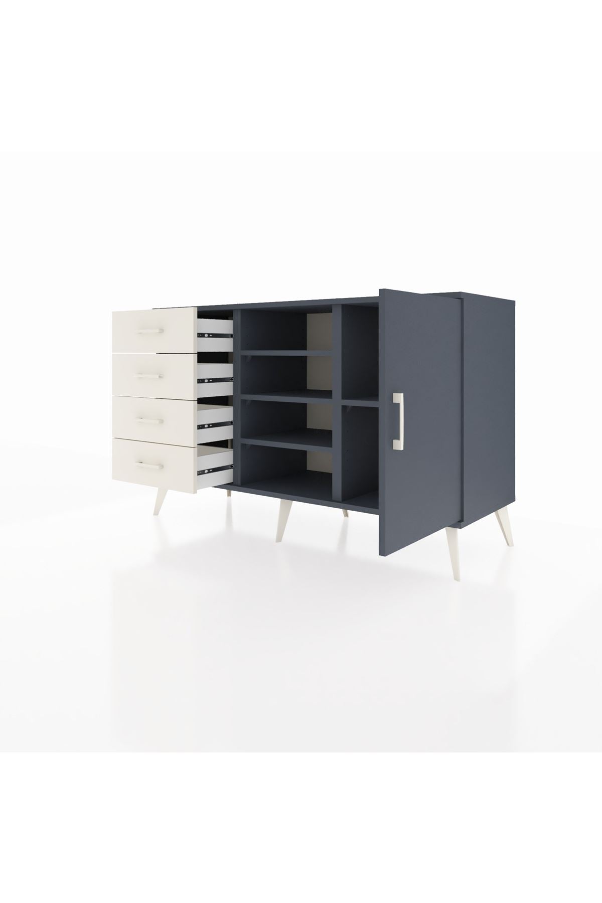 Kronos Konsol 4 Raflı 4 Çekmeceli Tek Kapaklı 132x59x83 - S606M027V16C