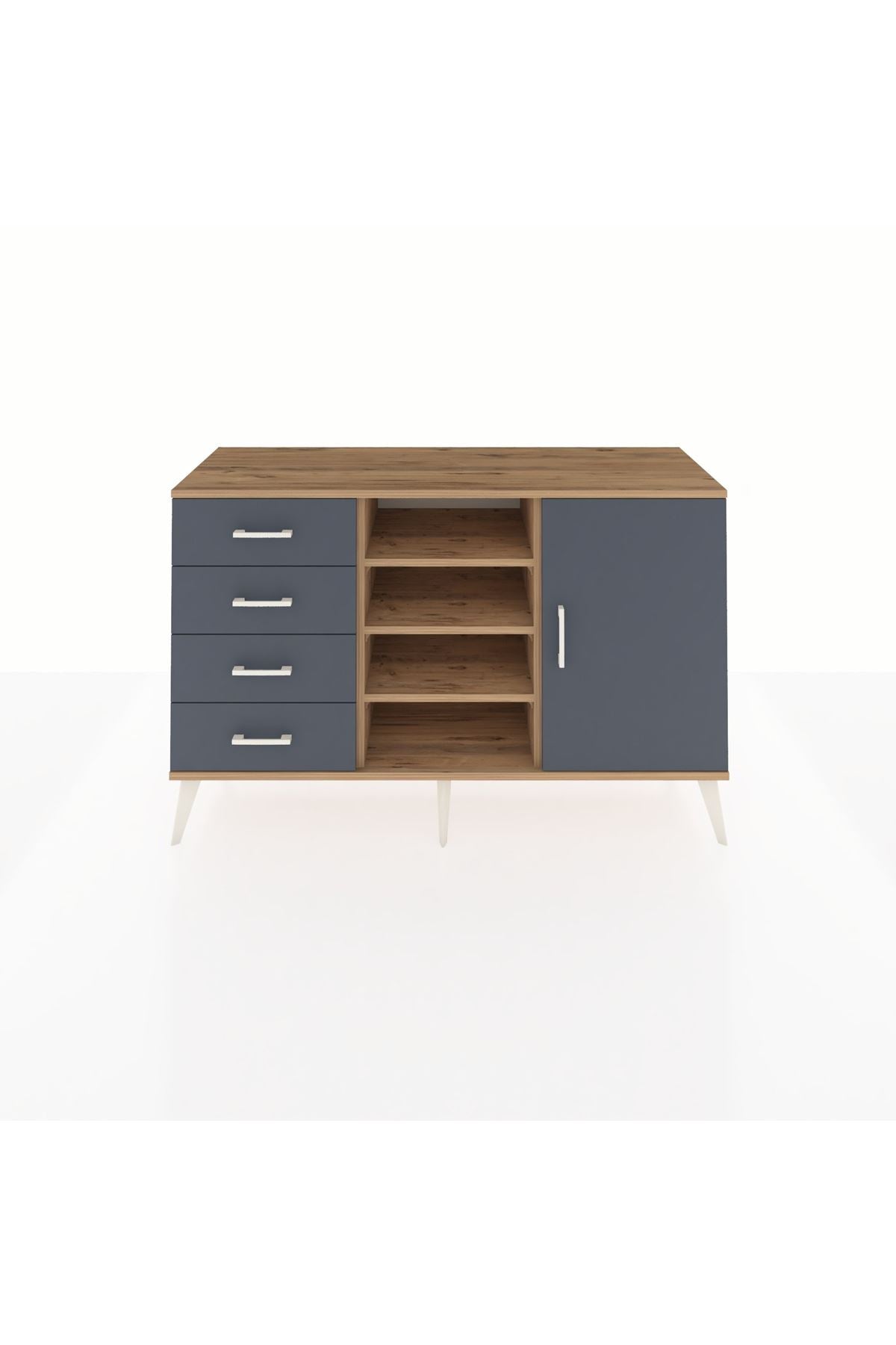 Kronos Konsol 4 Raflı 4 Çekmeceli Tek Kapaklı 132x59x83 - S606M027V26C