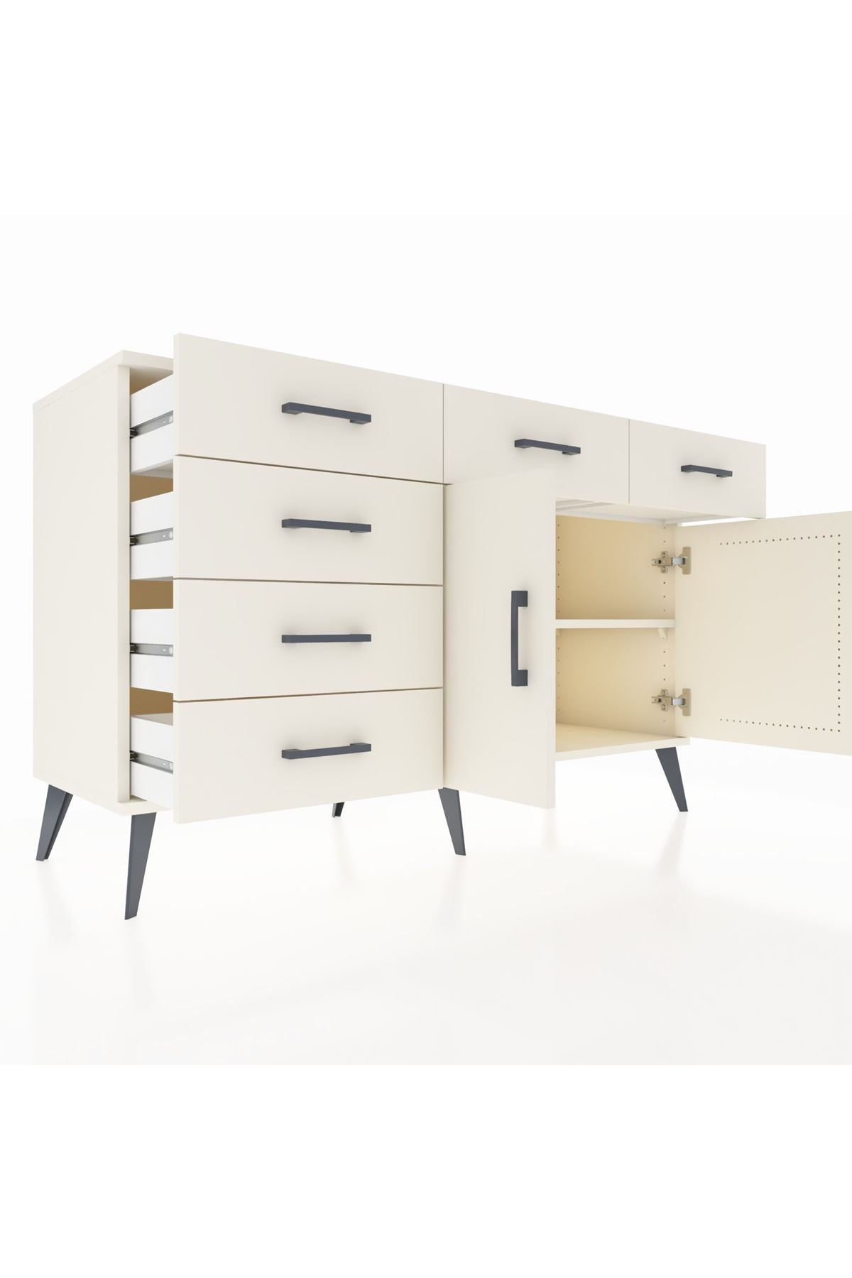 Kronos Konsol 2 Raflı 6 Çekmeceli 2 Kapaklı 132x59x83 - S606M028V04C