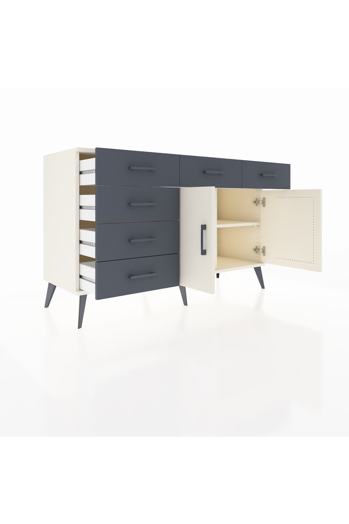 Kronos Konsol 2 Raflı 6 Çekmeceli 2 Kapaklı 132x59x83 - S606M028V05C