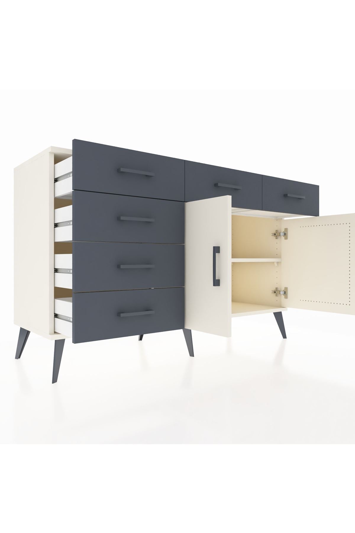 Kronos Konsol 2 Raflı 6 Çekmeceli 2 Kapaklı 132x59x83 - S606M028V05C