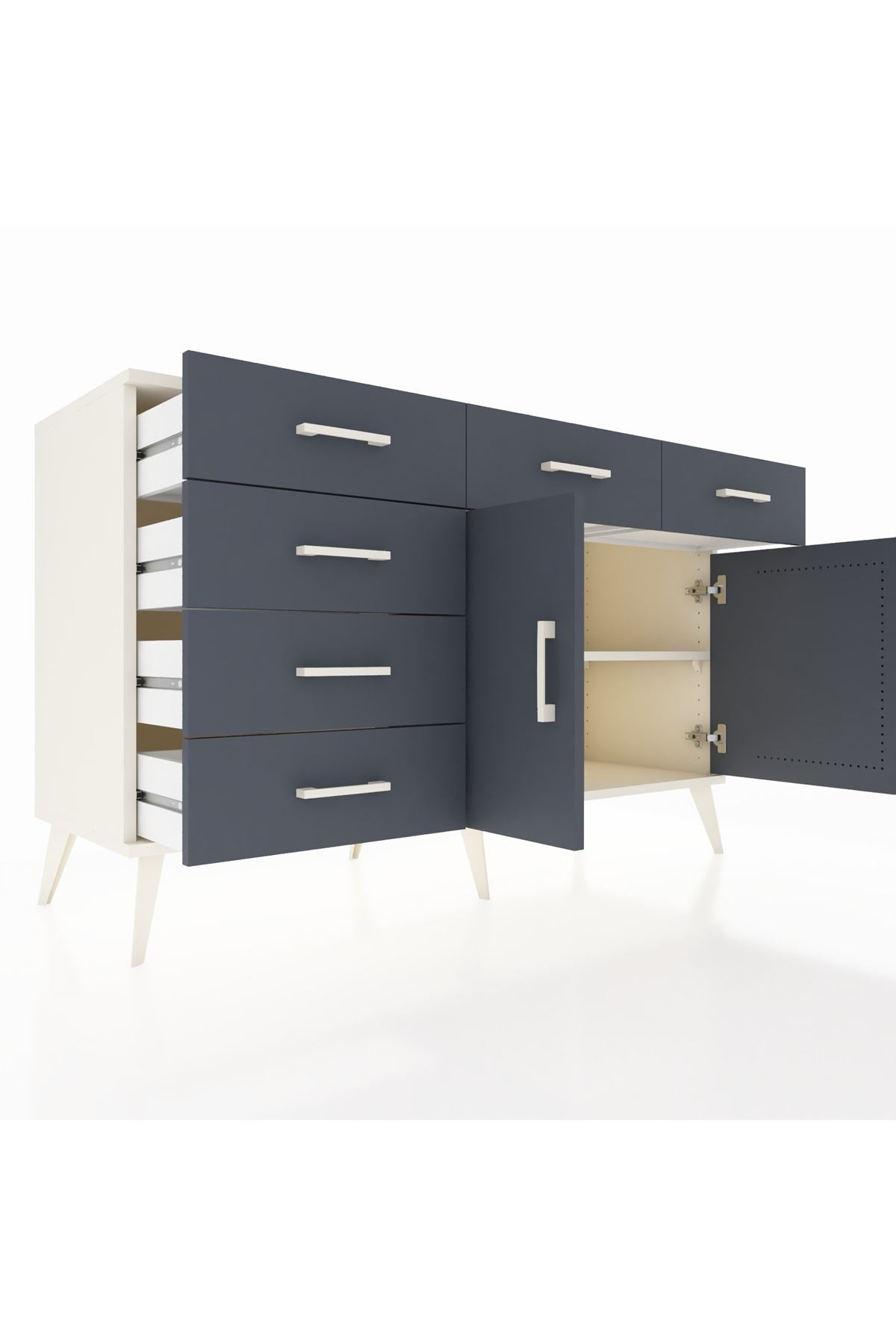 Kronos Konsol 2 Raflı 6 Çekmeceli 2 Kapaklı 132x59x83 - S606M028V08C