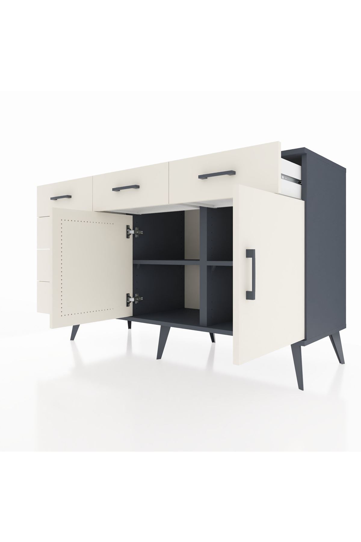 Kronos Konsol 2 Raflı 6 Çekmeceli 2 Kapaklı 132x59x83 - S606M028V13C