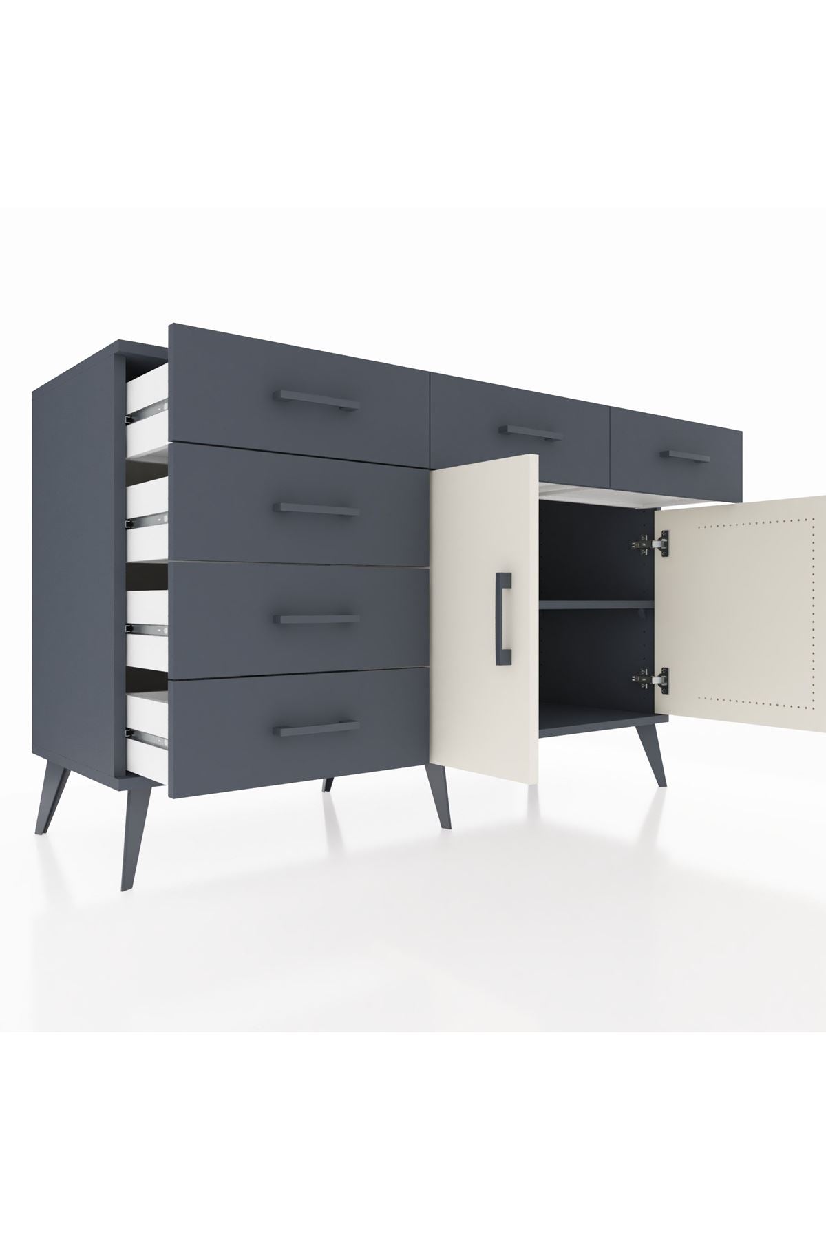 Kronos Konsol 2 Raflı 6 Çekmeceli 2 Kapaklı 132x59x83 - S606M028V14C